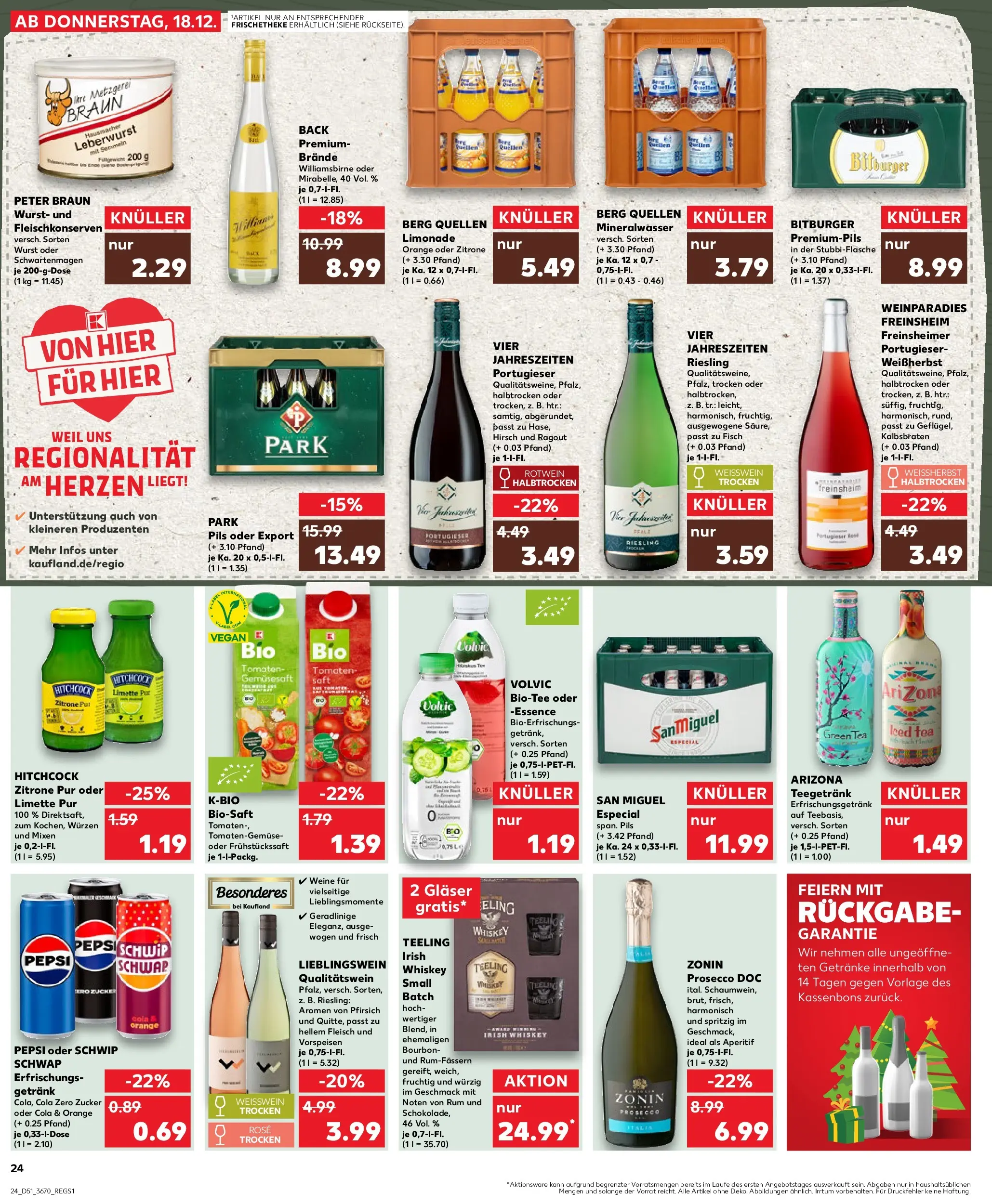 Prospekt Kaufland ab 22.12.2025 » Angebote Online zum Blättern | Seite: 24 | Produkte: Bitburger, Rum, Zitrone, Fleisch