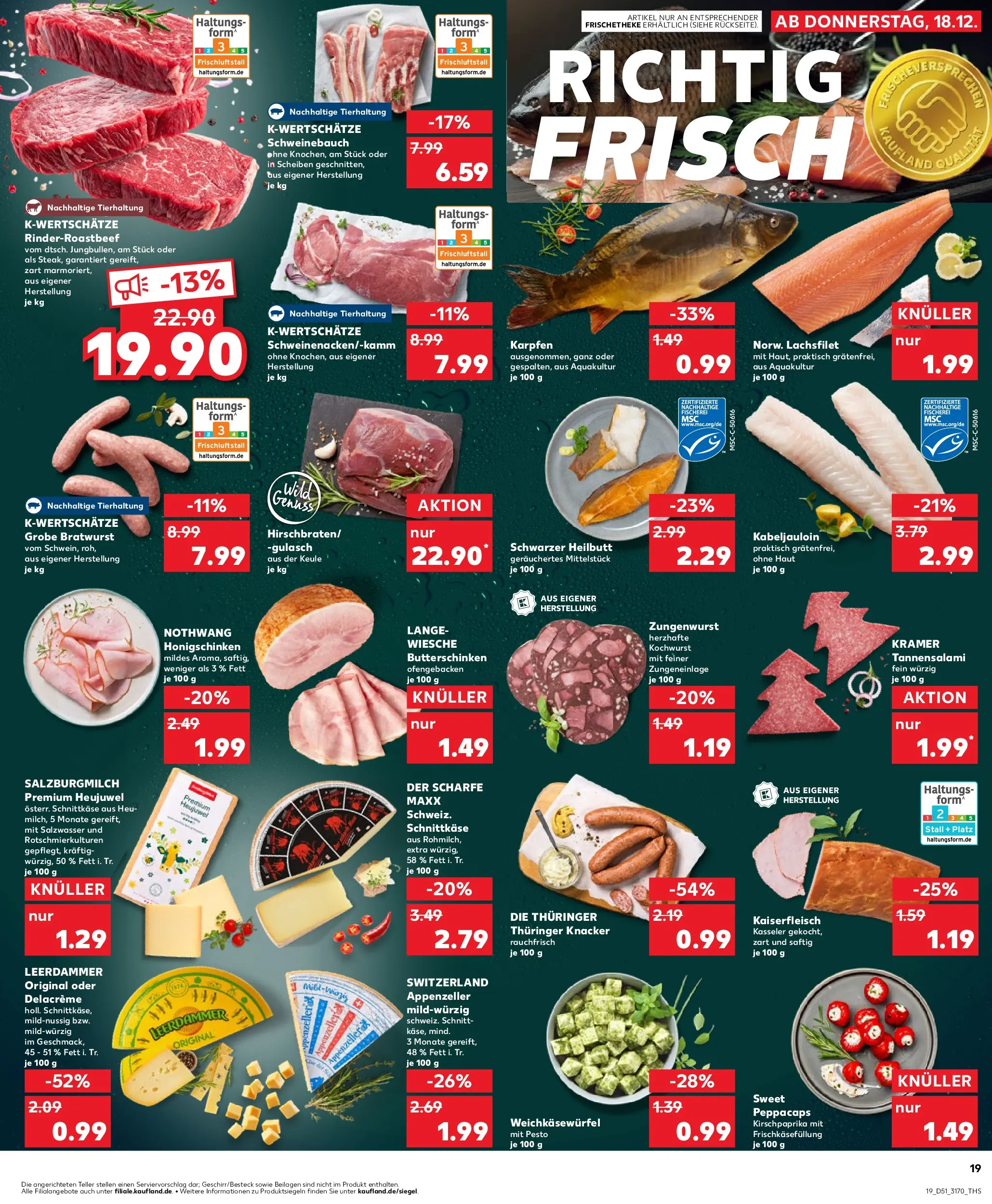 Prospekt Kaufland ab 22.12.2025 » Angebote Online zum Blättern | Seite: 19 | Produkte: Butter, Bratwurst, Leerdammer, Salami
