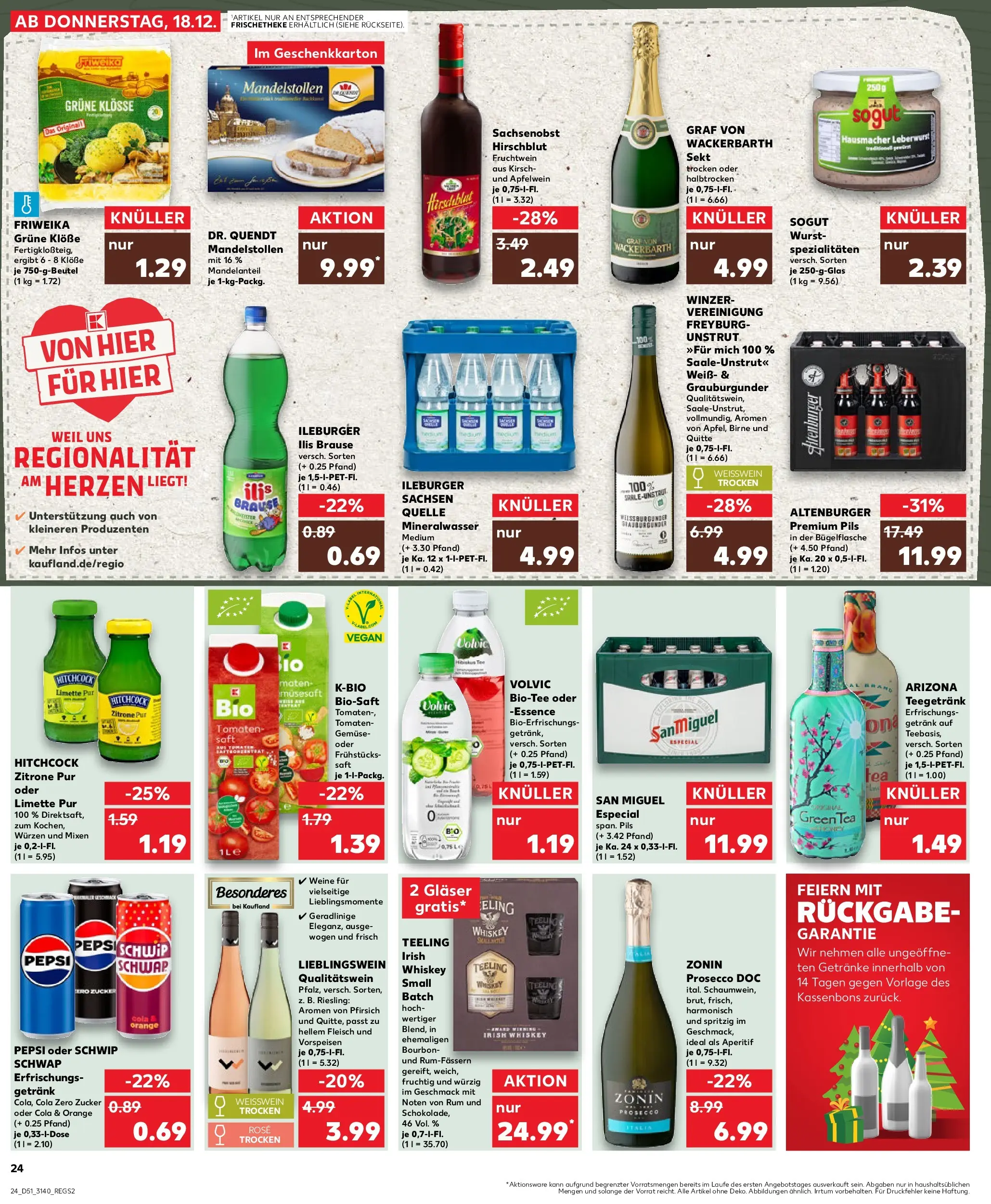 Prospekt Kaufland ab 22.12.2025 » Angebote Online zum Blättern | Seite: 24 | Produkte: Weißwein, Zucker, Bourbon, Whiskey