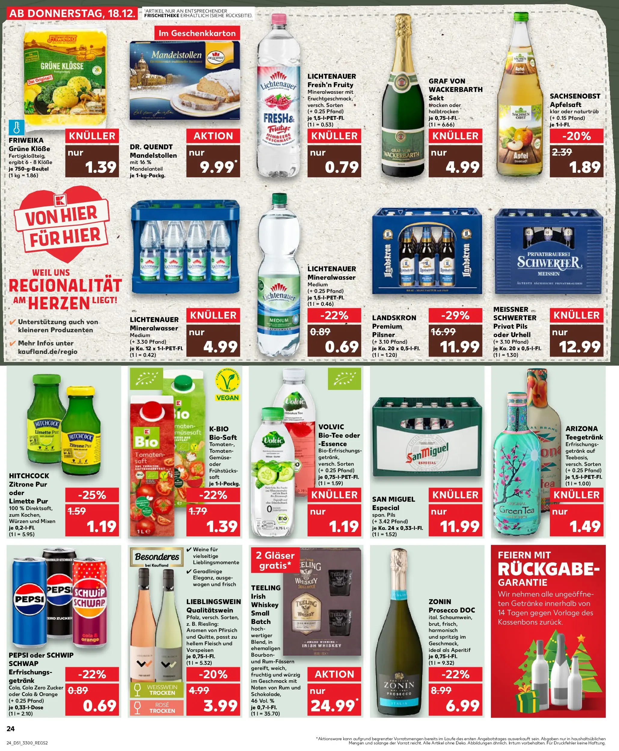 Prospekt Kaufland ab 22.12.2025 » Angebote Online zum Blättern | Seite: 24 | Produkte: Weißwein, Apfelsaft, Zucker, Fleisch