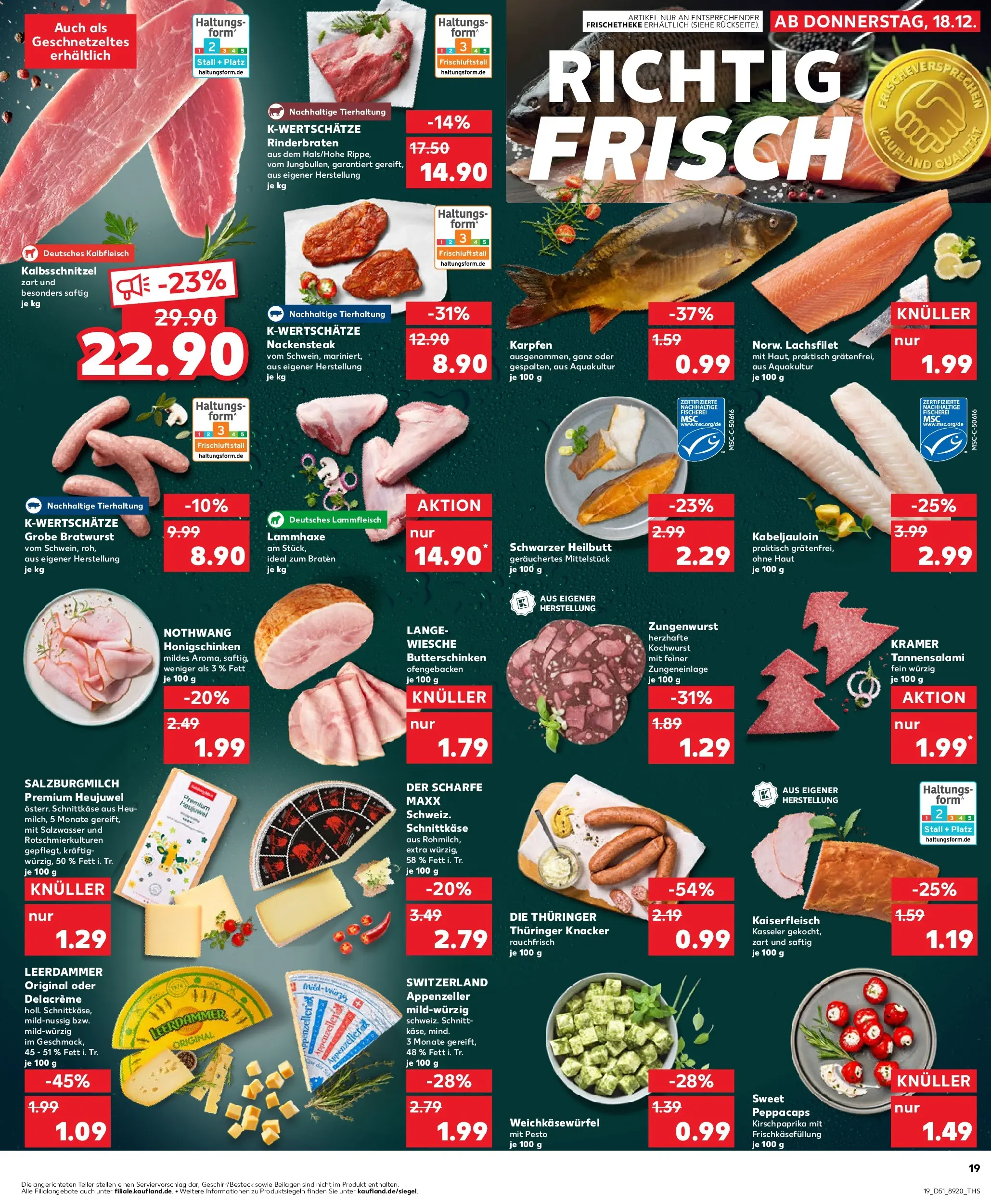 Prospekt Kaufland ab 22.12.2025 » Angebote Online zum Blättern | Seite: 19 | Produkte: Rinderbraten, Butter, Leerdammer, Steak