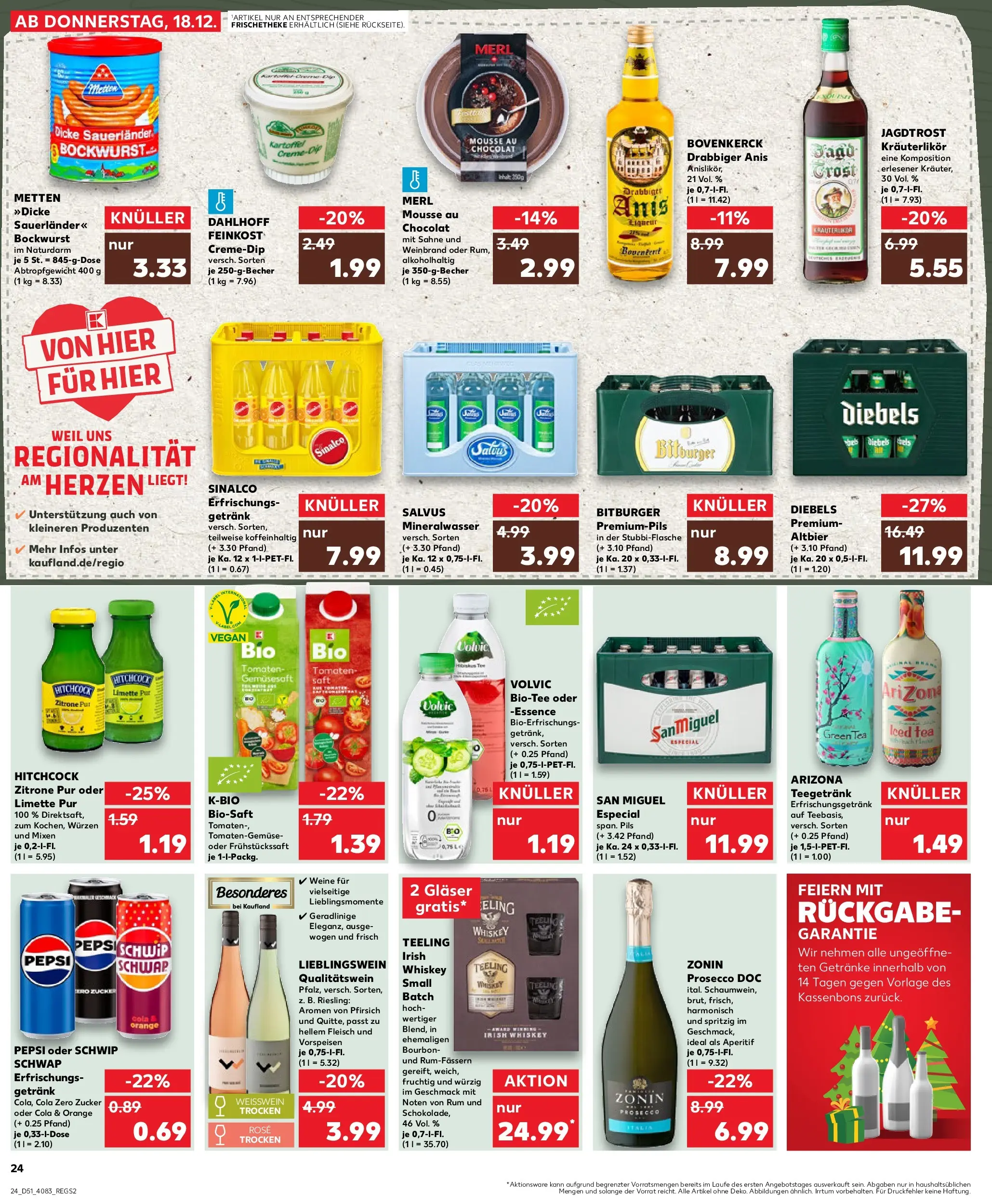 Prospekt Kaufland ab 22.12.2025 » Angebote Online zum Blättern | Seite: 24 | Produkte: Weißwein, Pils, Mineralwasser, Zitrone