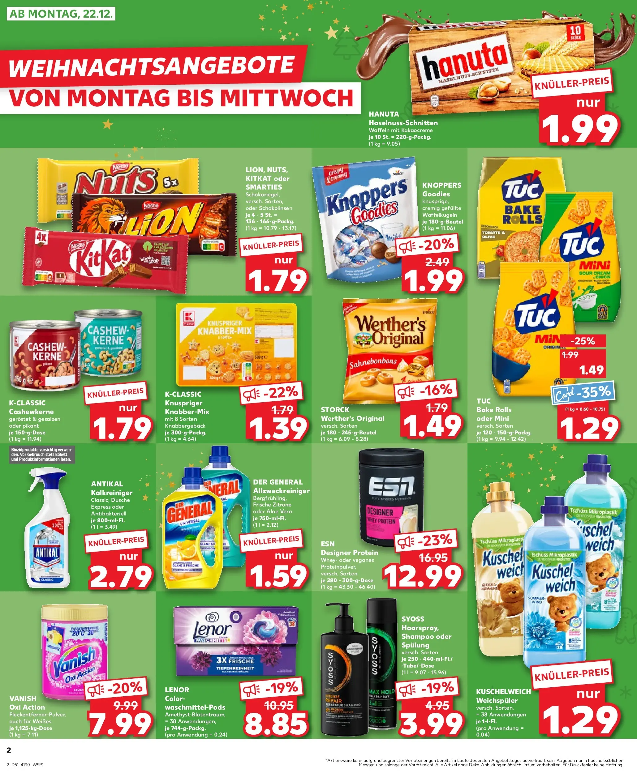 Prospekt Kaufland ab 22.12.2025 » Angebote Online zum Blättern | Seite: 2 | Produkte: Smarties, Shampoo, Waschmittel, Knoppers