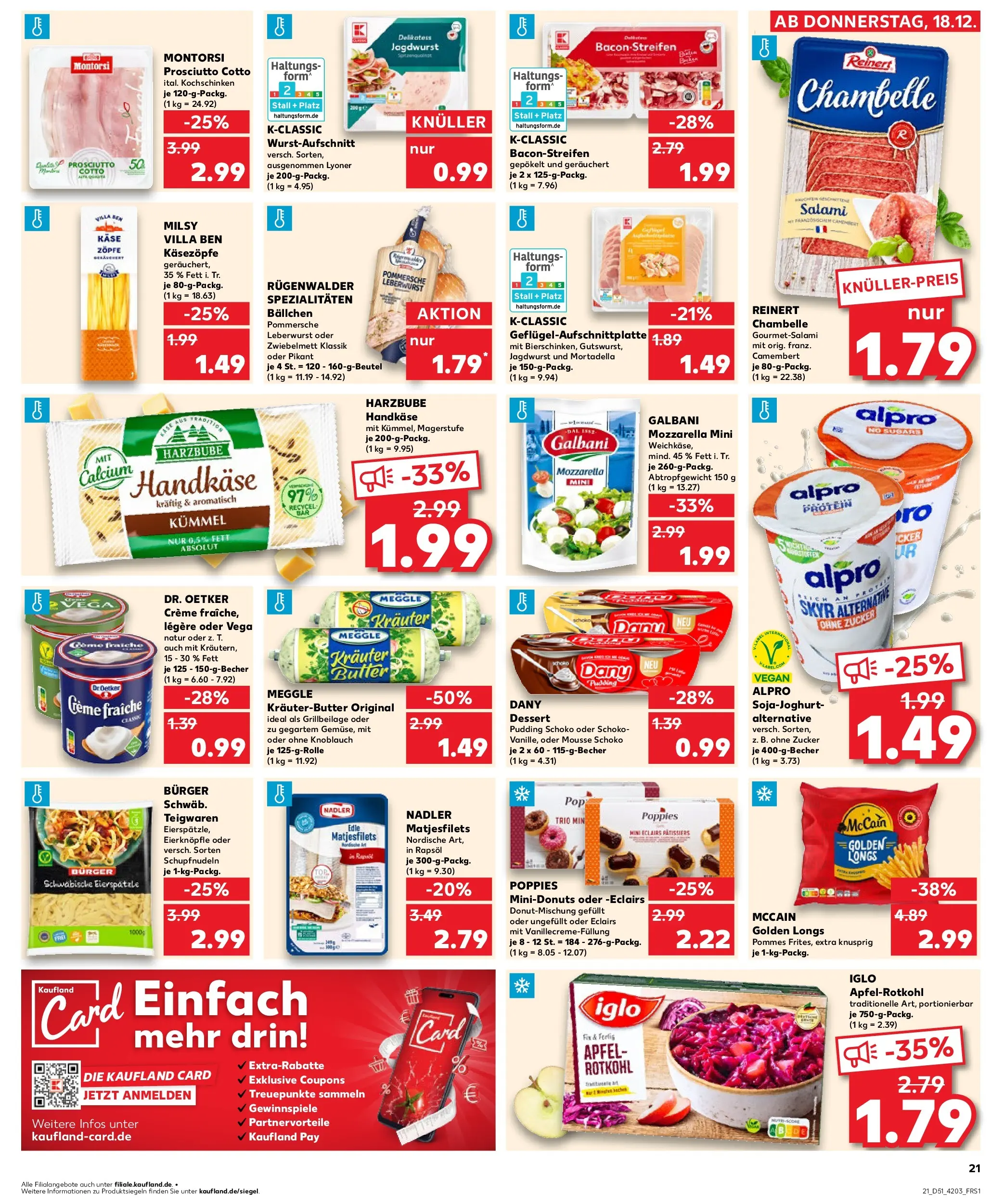 Prospekt Kaufland ab 22.12.2025 » Angebote Online zum Blättern | Seite: 21 | Produkte: Rapsöl, Mozzarella, Iglo, Knoblauch