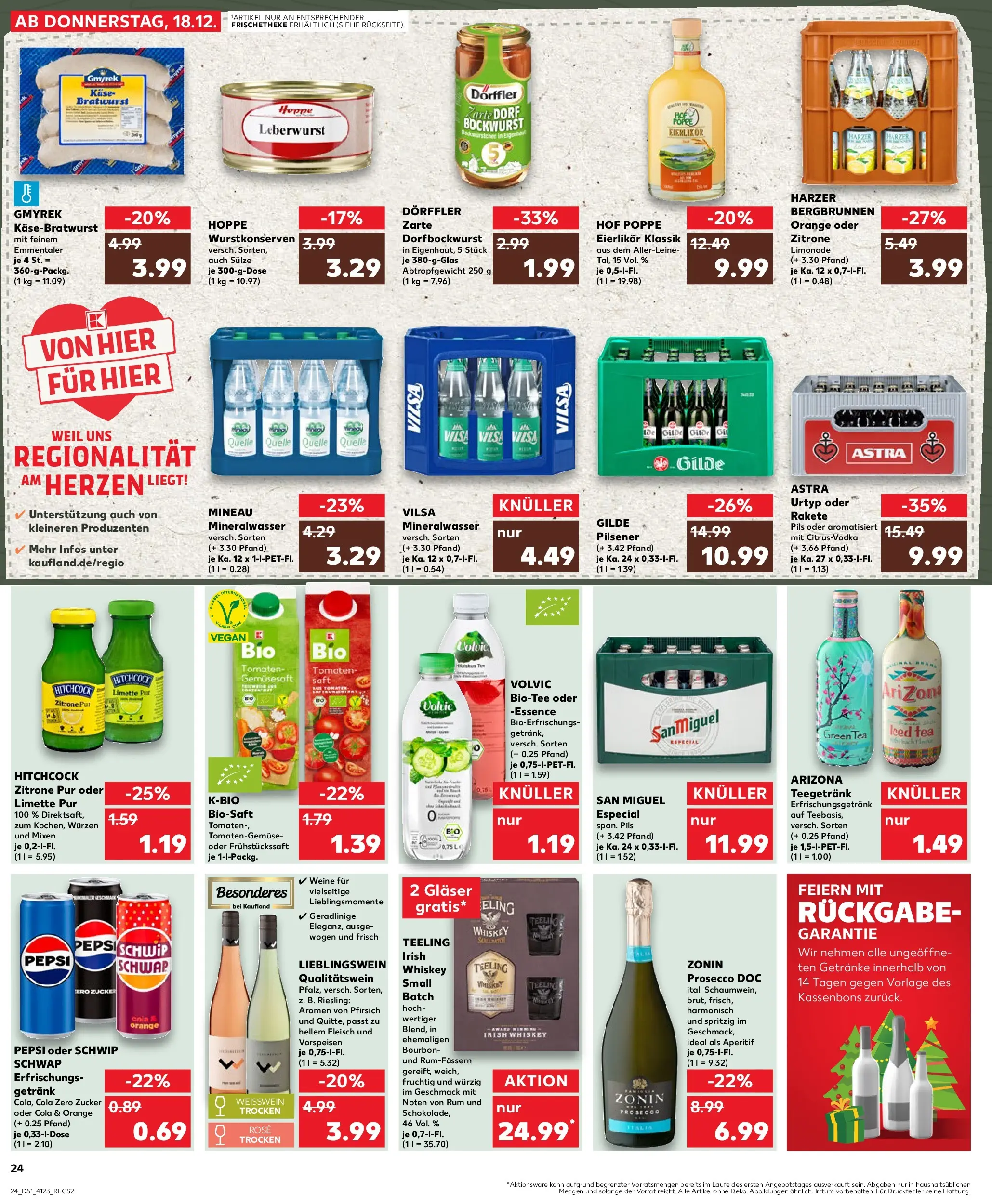 Prospekt Kaufland ab 22.12.2025 » Angebote Online zum Blättern | Seite: 24 | Produkte: Cola, Pils, Mineralwasser, Whiskey