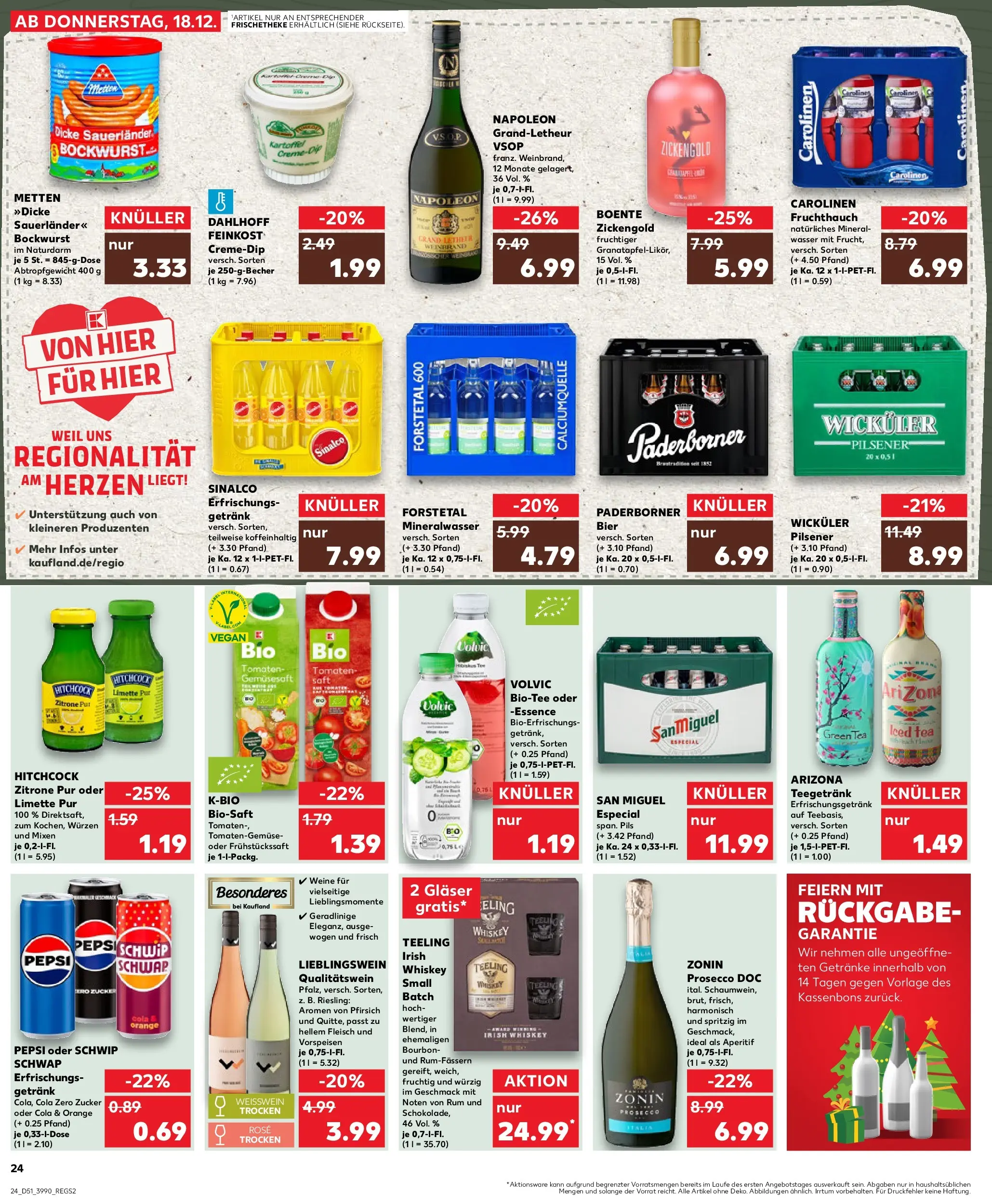 Prospekt Kaufland ab 22.12.2025 » Angebote Online zum Blättern | Seite: 24 | Produkte: Sinalco, Bockwurst, Rum, Bourbon