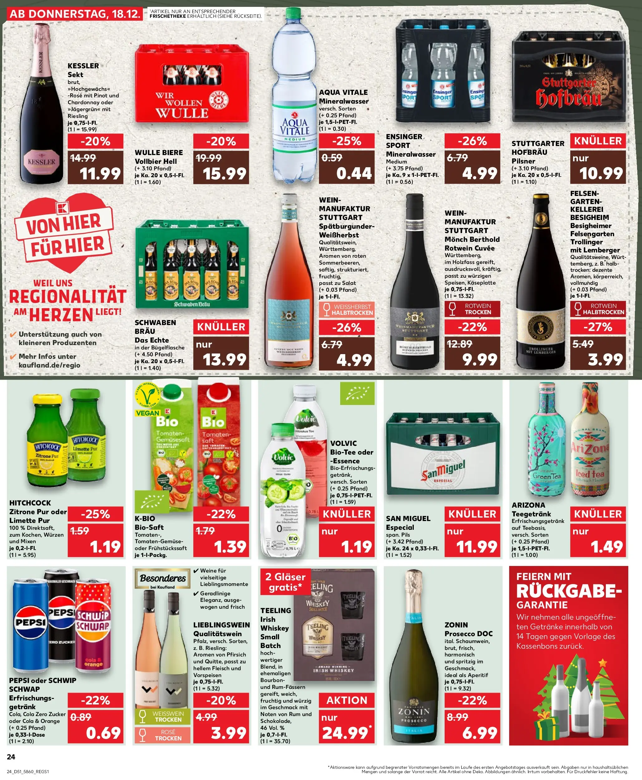 Prospekt Kaufland ab 22.12.2025 » Angebote Online zum Blättern | Seite: 24 | Produkte: Sekt, Rotwein halbtrocken, Rum, Mineralwasser