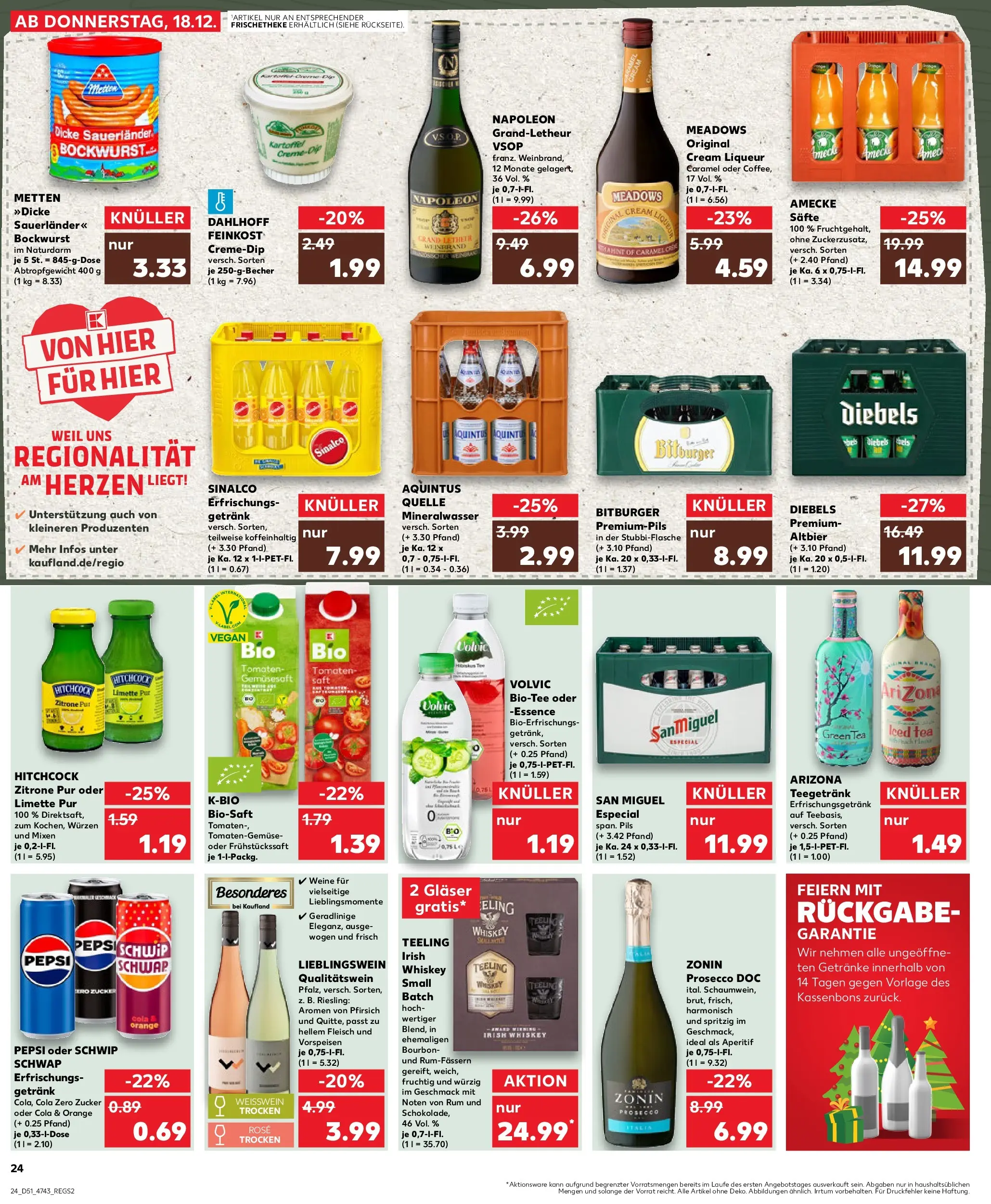 Prospekt Kaufland ab 22.12.2025 » Angebote Online zum Blättern | Seite: 24 | Produkte: Weißwein trocken, Rum, Mineralwasser, Pepsi