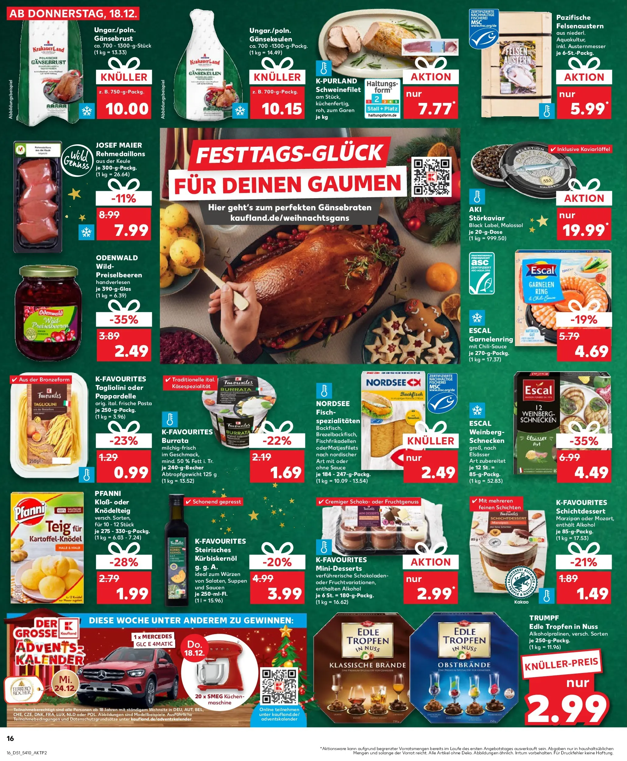 Prospekt Kaufland ab 22.12.2025 » Angebote Online zum Blättern | Seite: 16 | Produkte: Garnelen, Fisch, Pasta, Kuchen