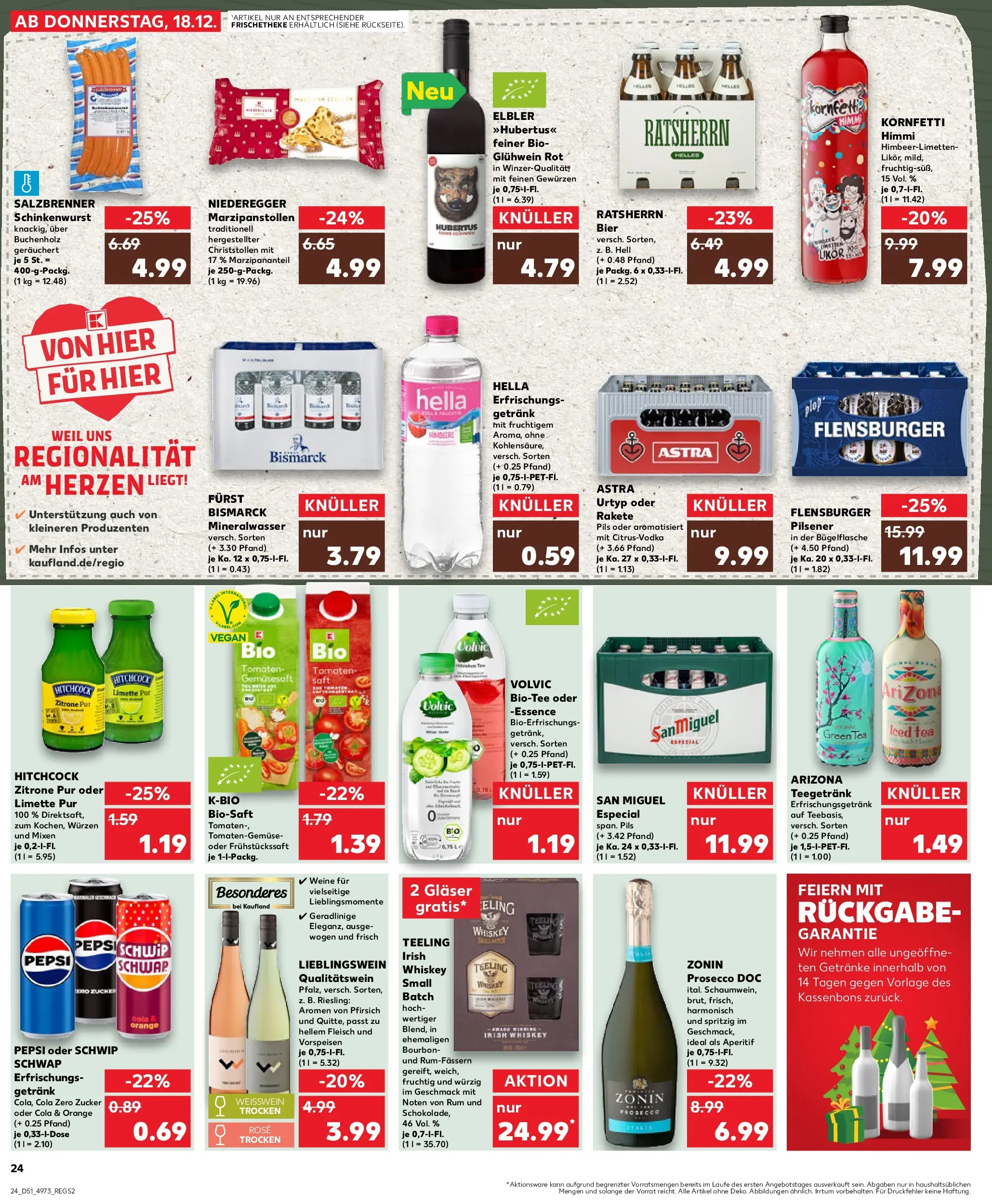 Prospekt Kaufland ab 22.12.2025 » Angebote Online zum Blättern | Seite: 24 | Produkte: Mineralwasser, Hella, Pepsi, Whiskey