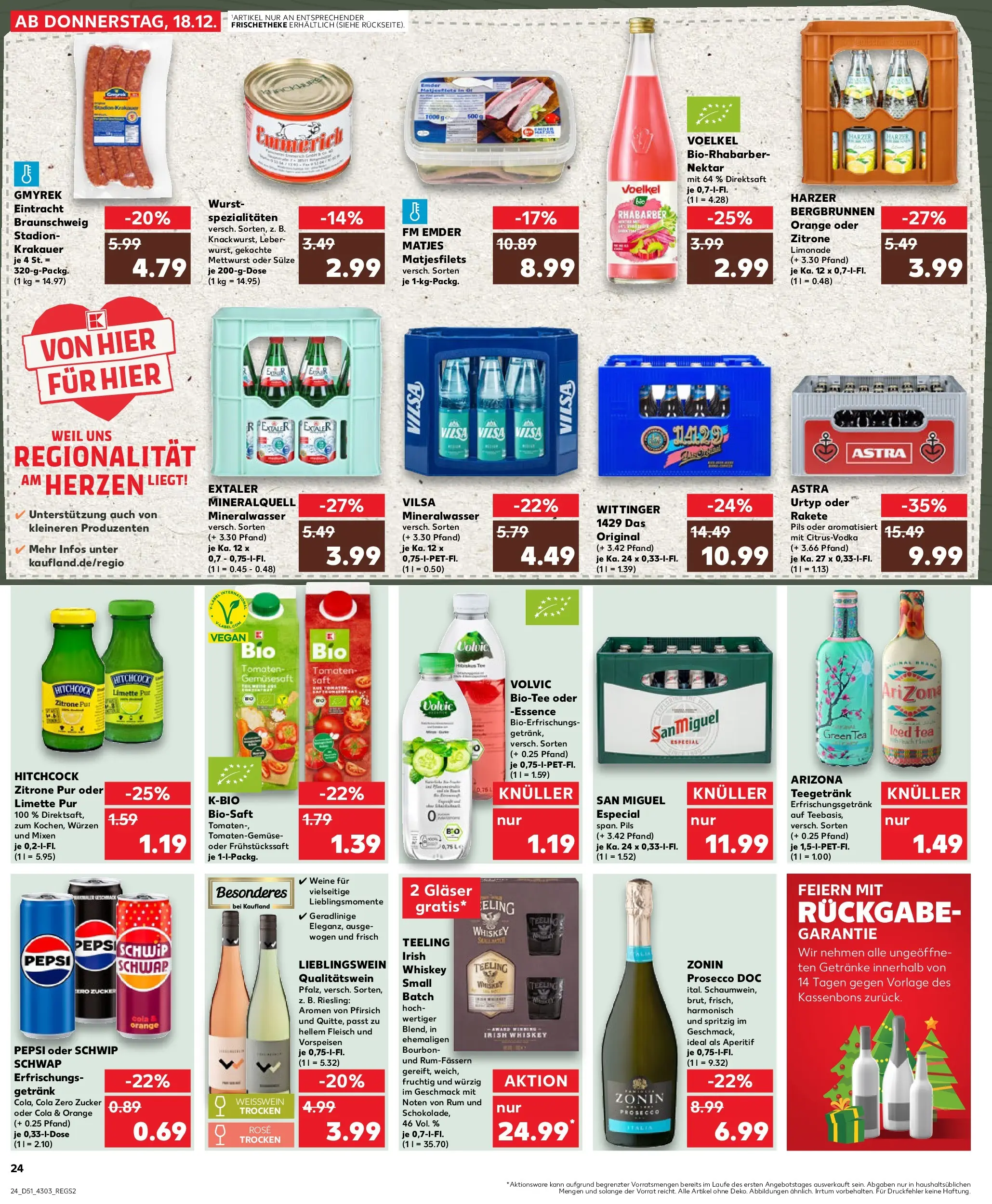 Prospekt Kaufland ab 22.12.2025 » Angebote Online zum Blättern | Seite: 24 | Produkte: Cola, Tomaten, Pfirsich, Whiskey