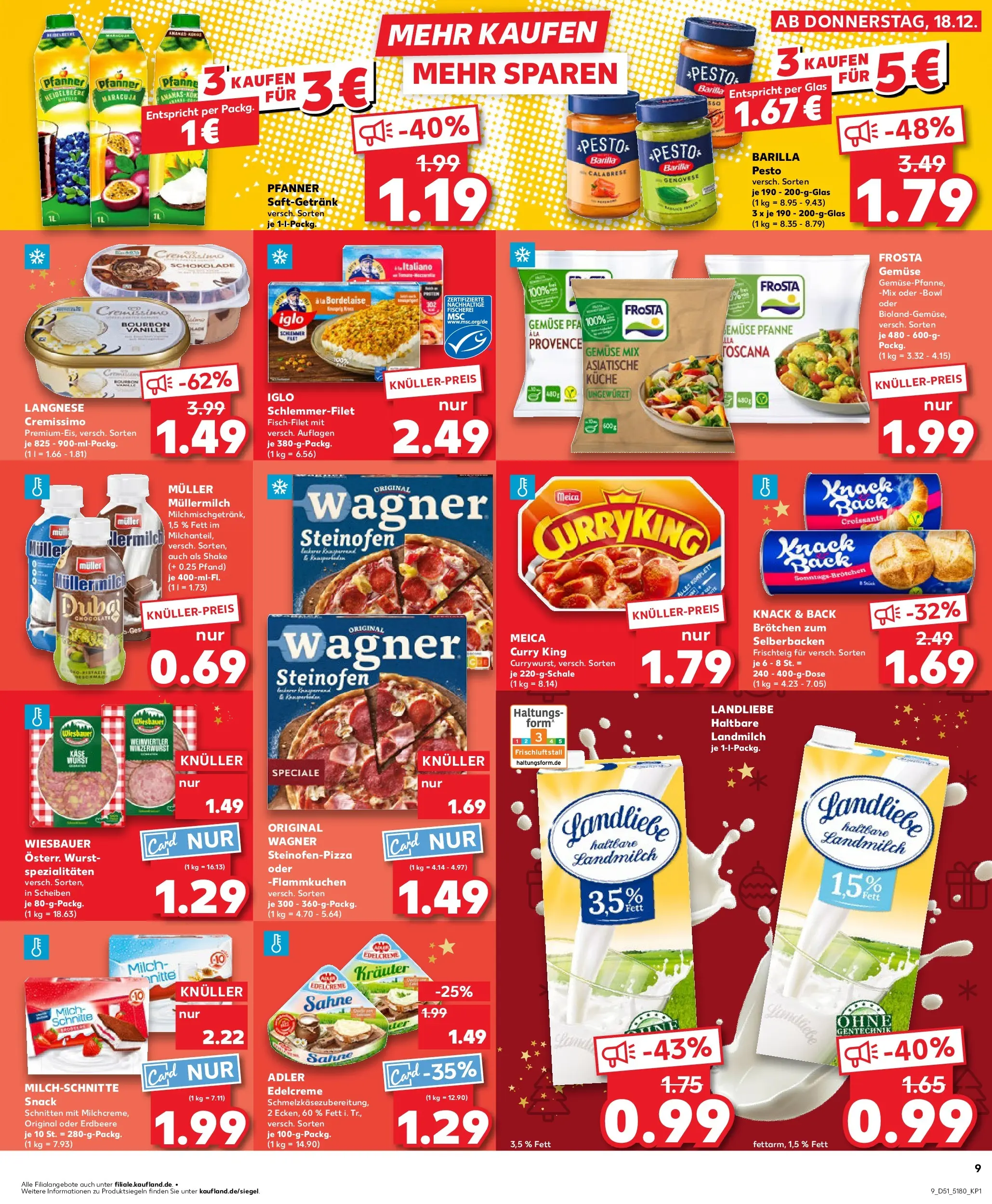 Prospekt Kaufland ab 22.12.2025 » Angebote Online zum Blättern | Seite: 9 | Produkte: Cremissimo, Schokolade, Gemüse, Müllermilch