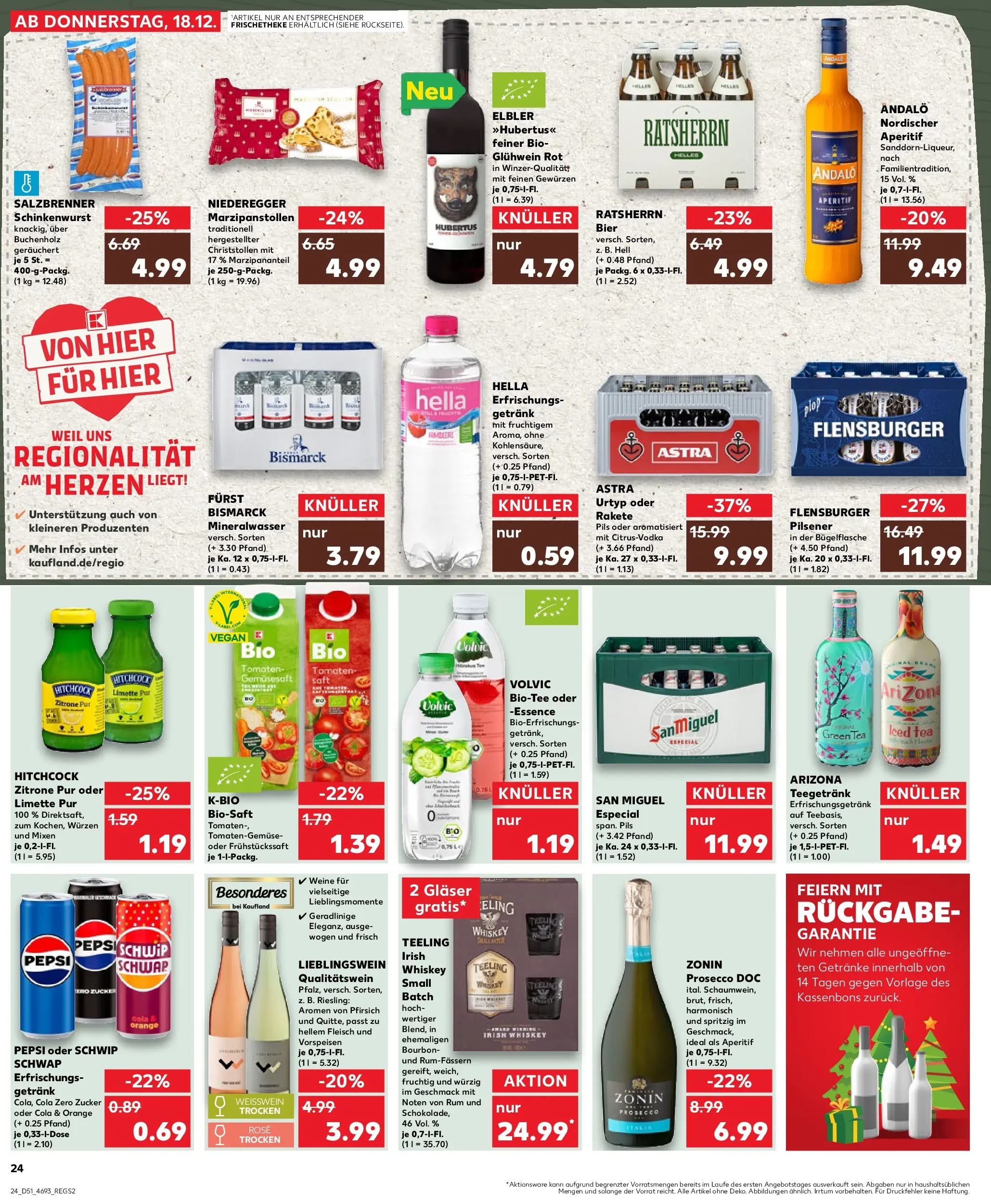 Prospekt Kaufland ab 22.12.2025 » Angebote Online zum Blättern | Seite: 24 | Produkte: Tomaten, Schwip schwap, Volvic, Whiskey