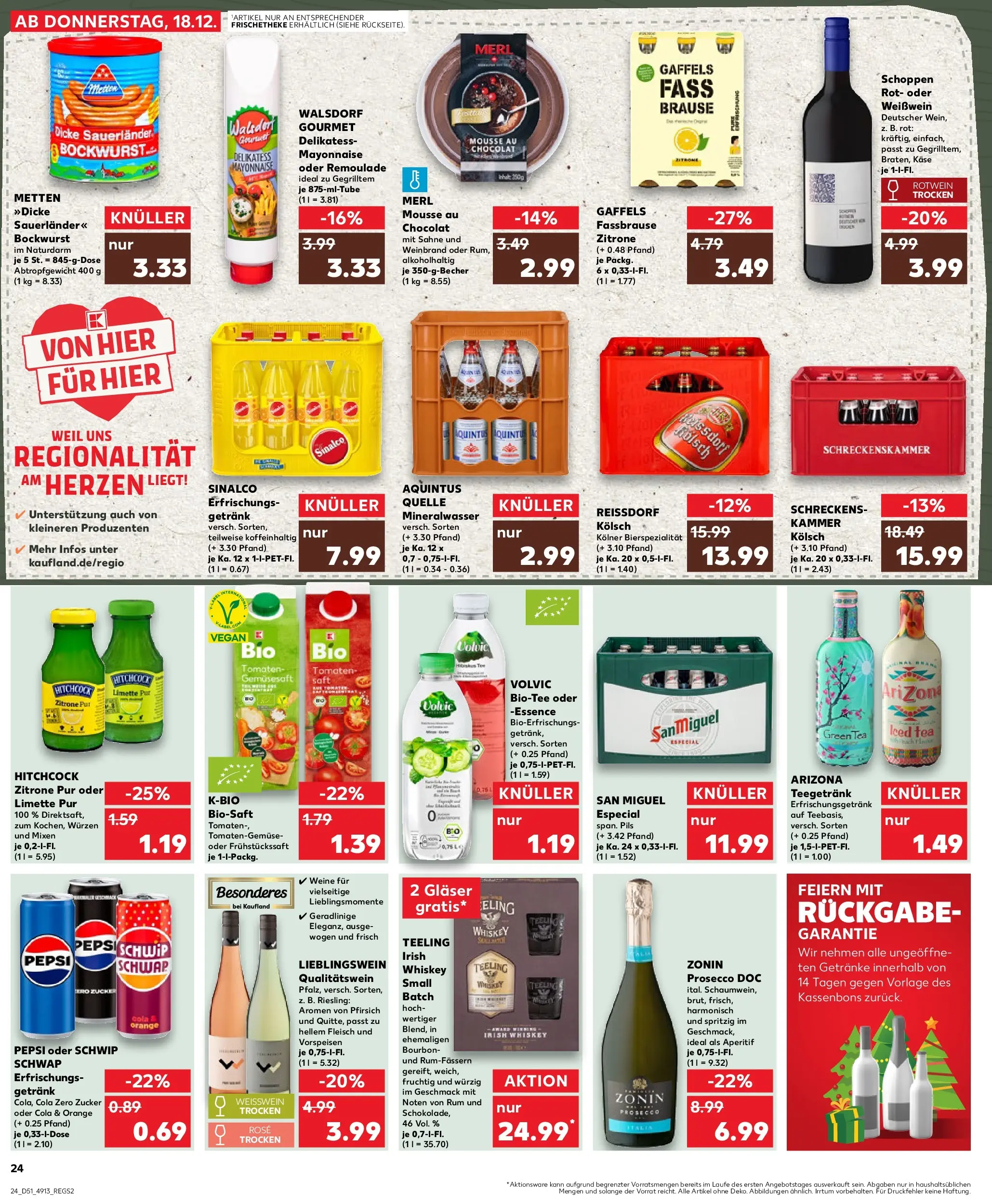 Prospekt Kaufland ab 22.12.2025 » Angebote Online zum Blättern | Seite: 24 | Produkte: Käse, Weißwein trocken, Fassbrause, Whiskey