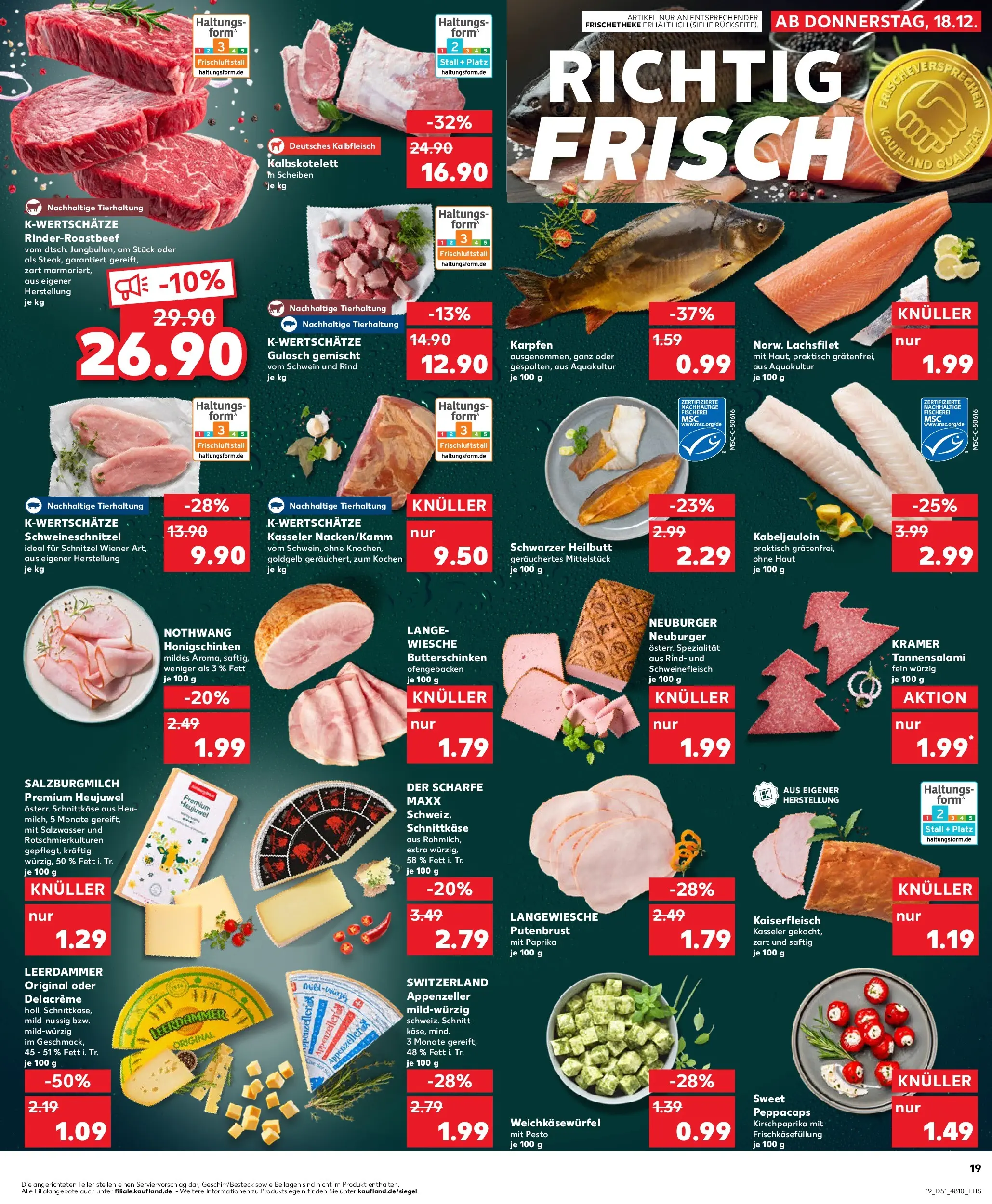 Prospekt Kaufland ab 22.12.2025 » Angebote Online zum Blättern | Seite: 19 | Produkte: Butter, Leerdammer, Gulasch, Schweinefleisch