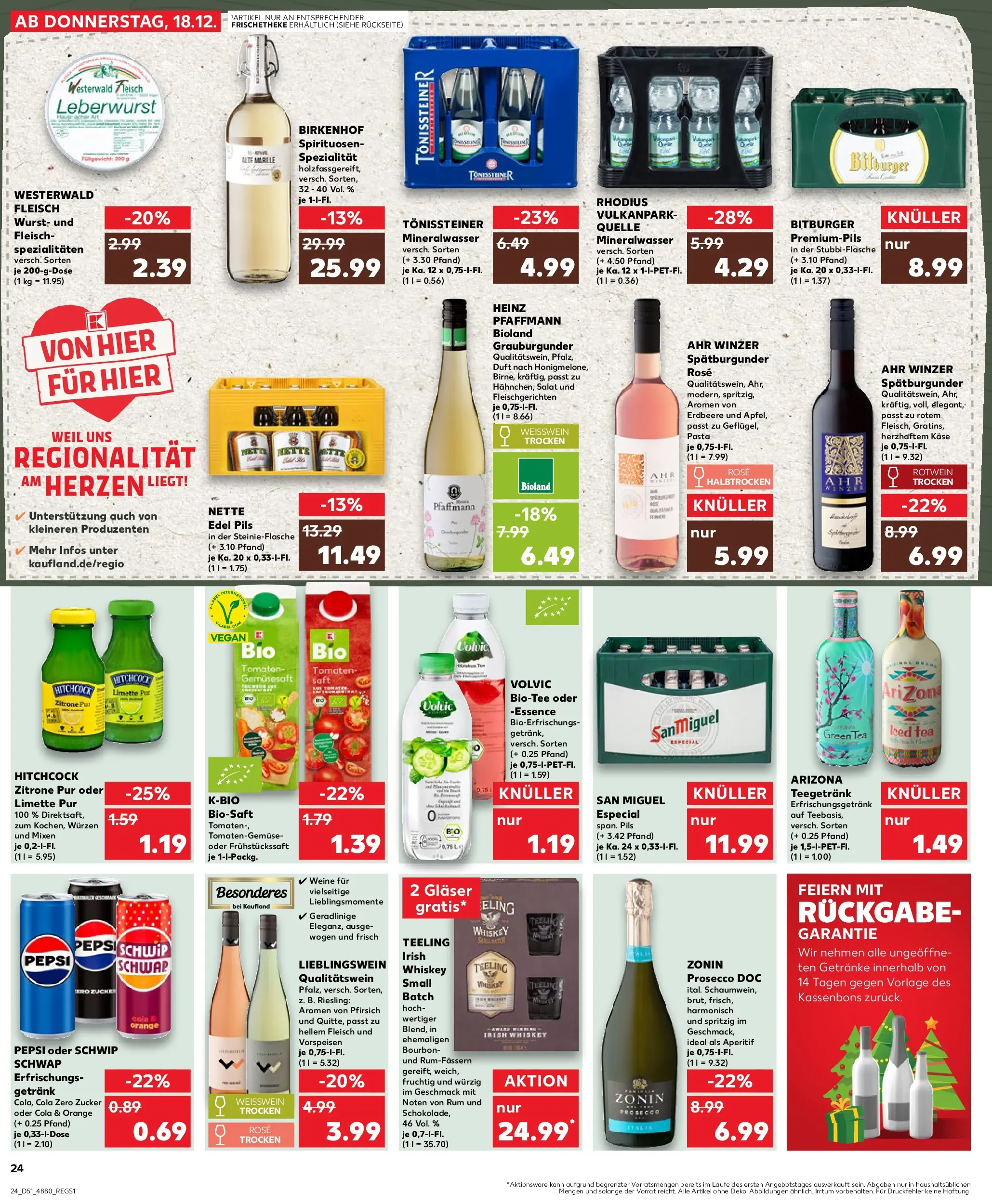 Prospekt Kaufland ab 22.12.2025 » Angebote Online zum Blättern | Seite: 24 | Produkte: Bitburger, Cola, Pfirsich, Pepsi