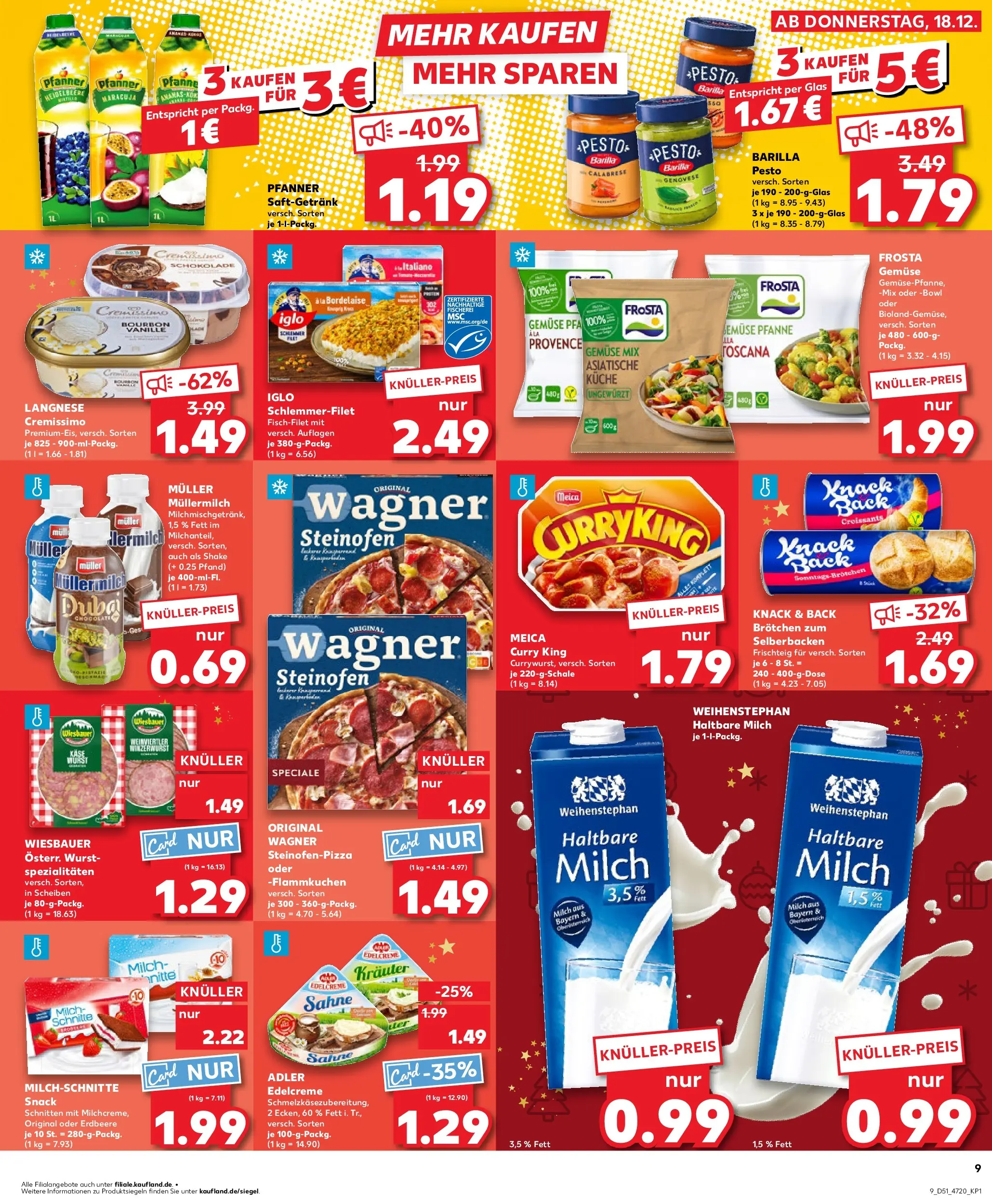 Prospekt Kaufland ab 22.12.2025 » Angebote Online zum Blättern | Seite: 9 | Produkte: Langnese cremissimo, Cremissimo, Küche, Bourbon