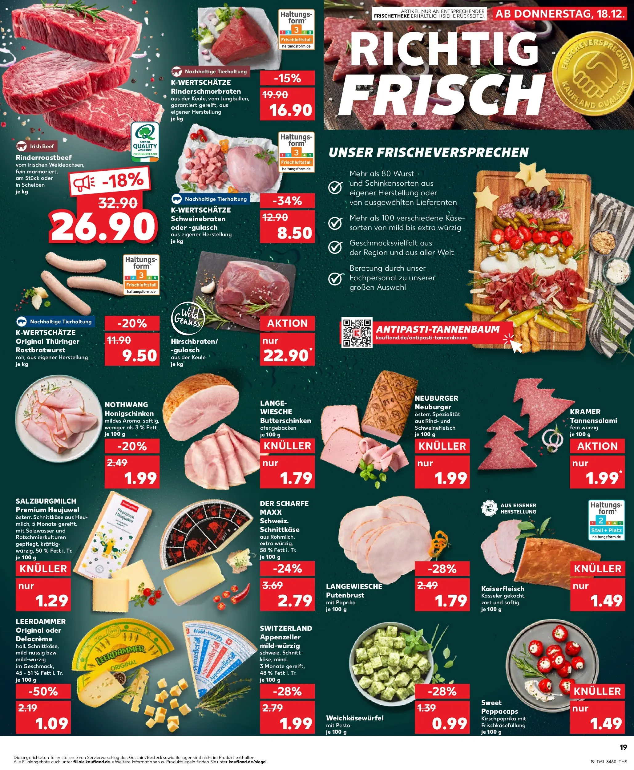 Prospekt Kaufland ab 22.12.2025 » Angebote Online zum Blättern | Seite: 19 | Produkte: Leerdammer, Paprika, Wurst, Salami
