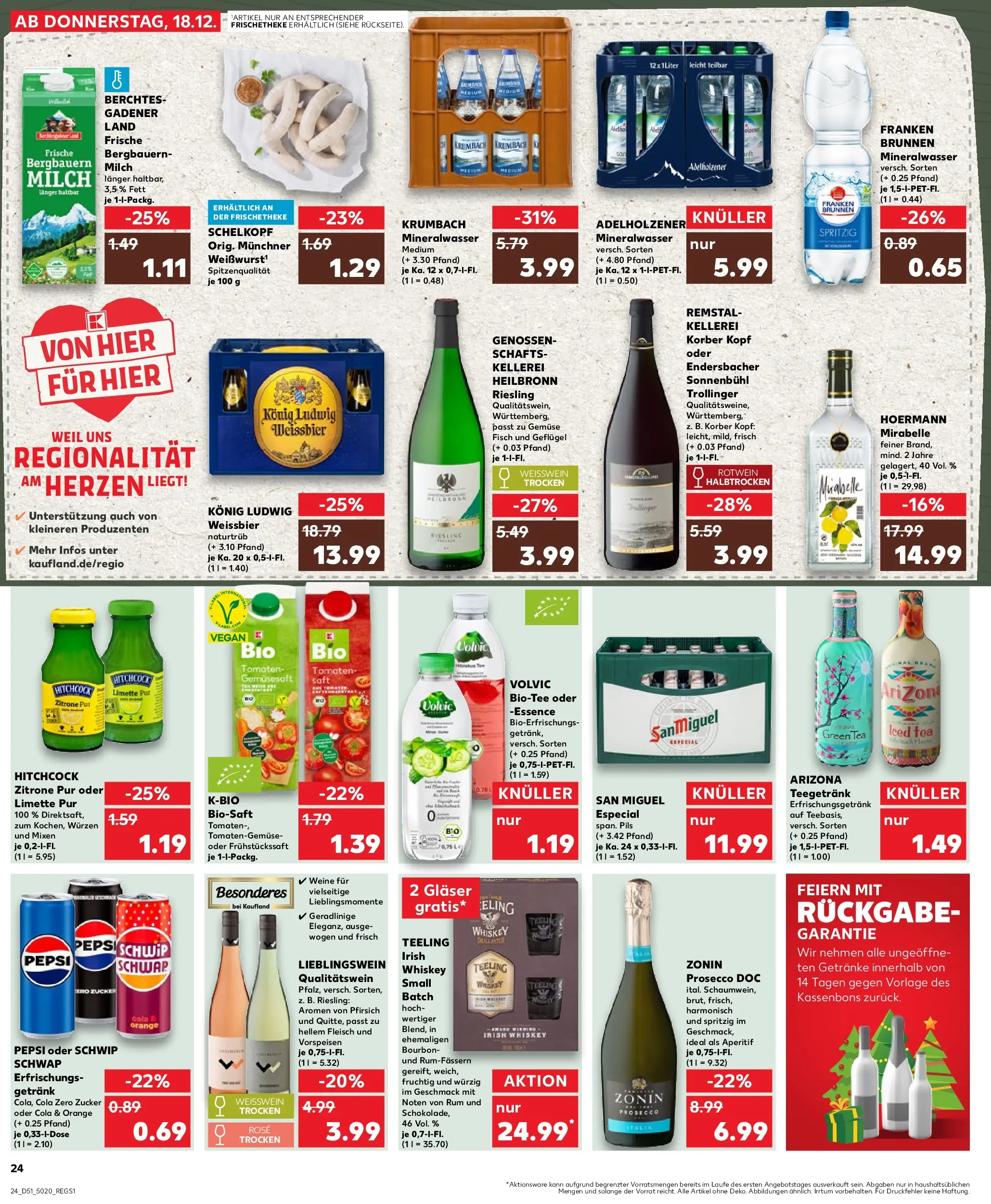 Prospekt Kaufland ab 22.12.2025 » Angebote Online zum Blättern | Seite: 24 | Produkte: Rotwein, Adelholzener, Bourbon, Whiskey