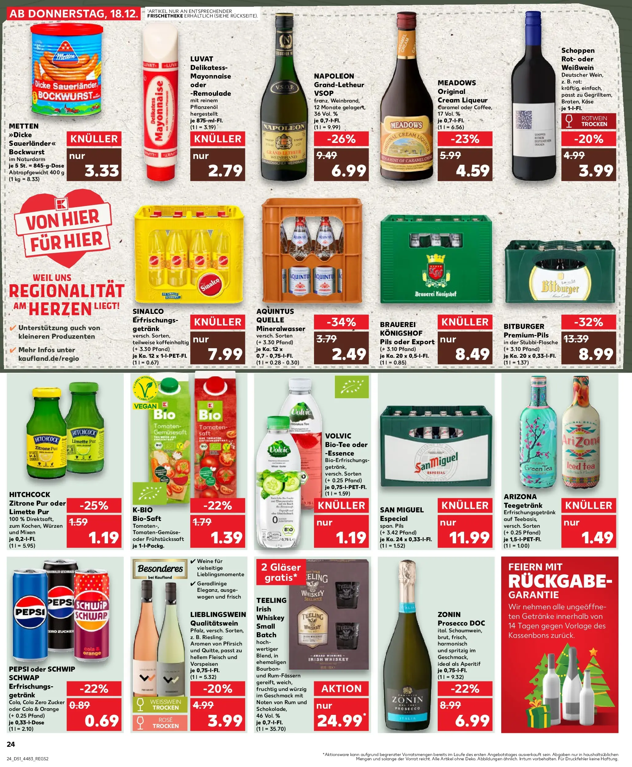 Prospekt Kaufland ab 22.12.2025 » Angebote Online zum Blättern | Seite: 24 | Produkte: Bitburger, Cola, Pils, Volvic