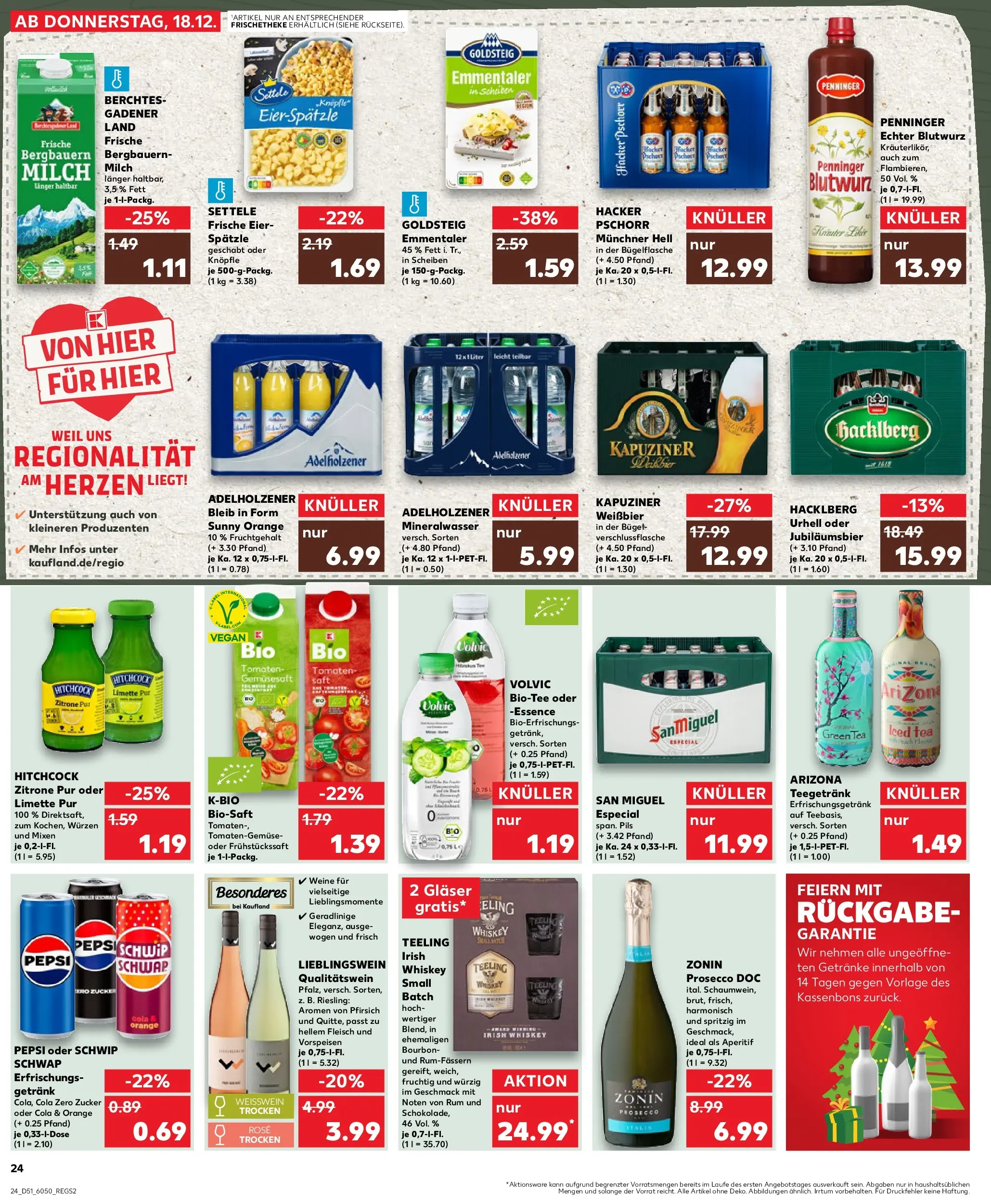 Prospekt Kaufland ab 22.12.2025 » Angebote Online zum Blättern | Seite: 24 | Produkte: Milch, Weißbier, Zucker, Bourbon