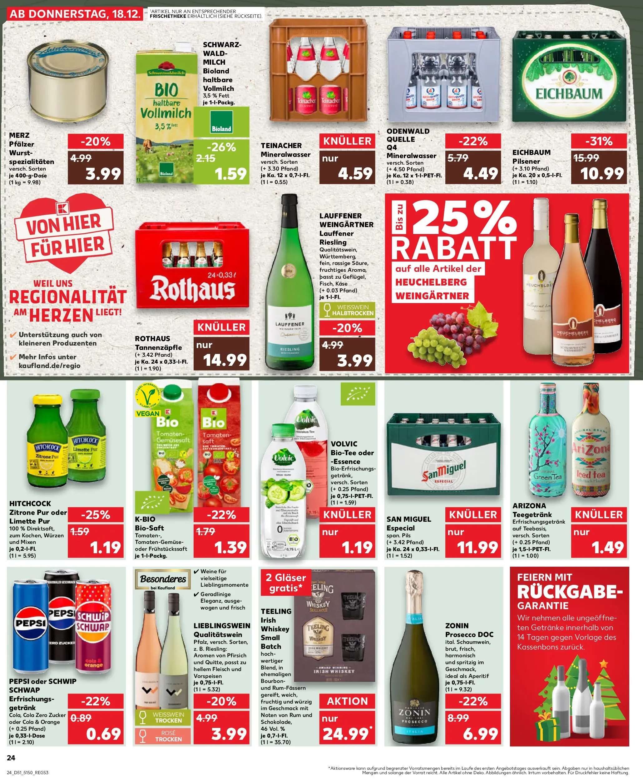 Prospekt Kaufland ab 22.12.2025 » Angebote Online zum Blättern | Seite: 24 | Produkte: Milch, Tee, Volvic, Whiskey