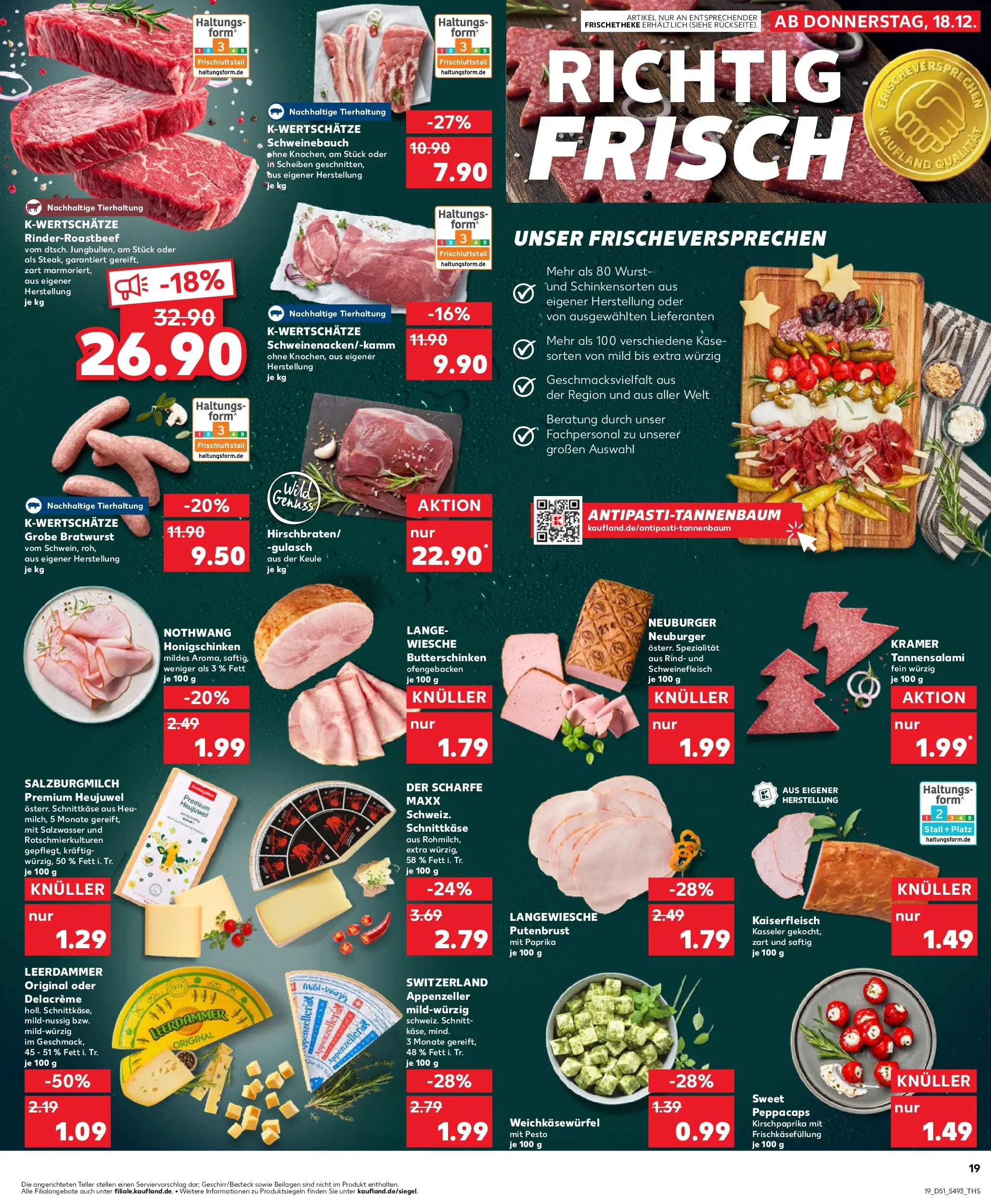 Prospekt Kaufland ab 22.12.2025 » Angebote Online zum Blättern | Seite: 19 | Produkte: Käse, Schweinebauch, Bratwurst, Salami
