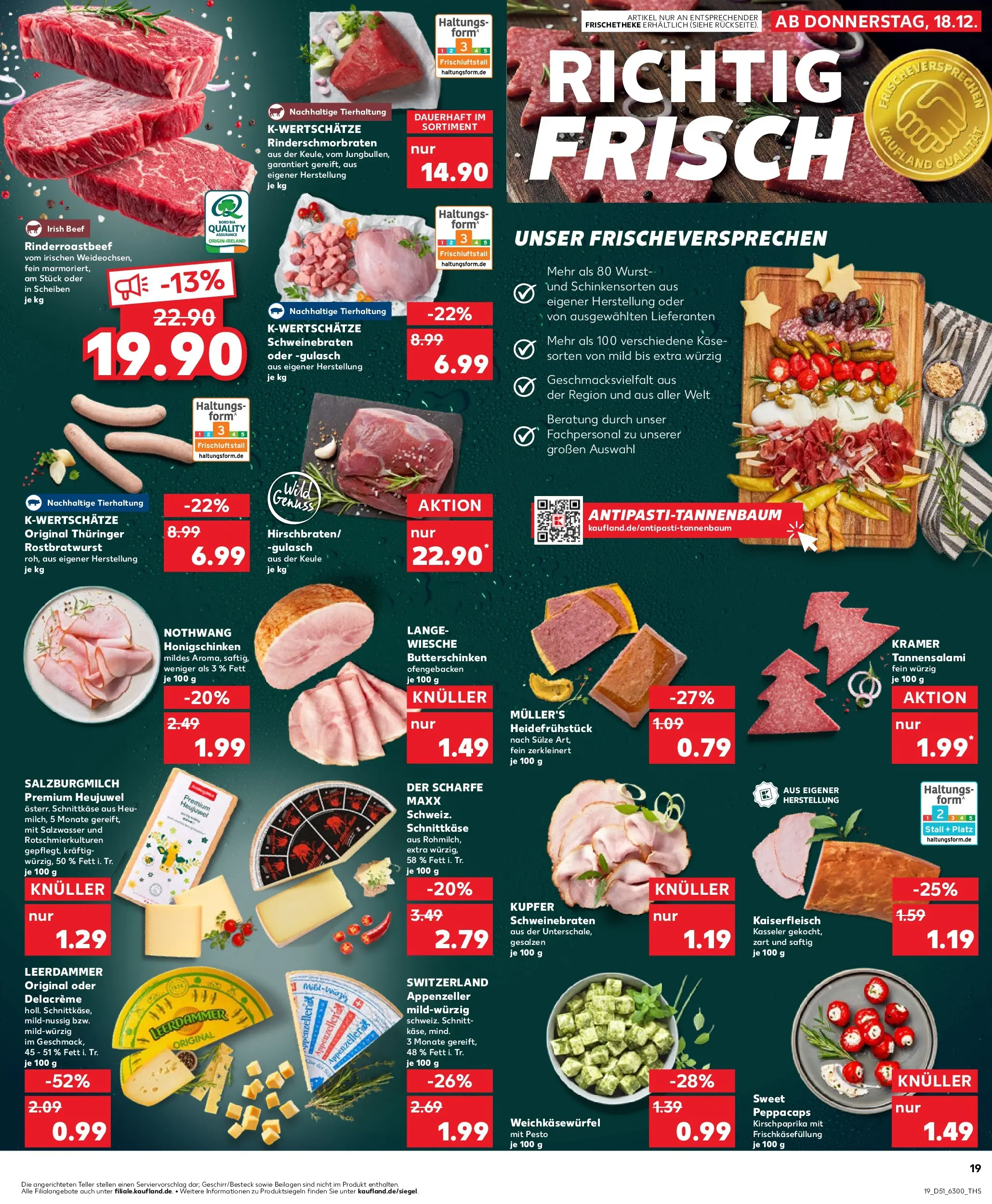 Prospekt Kaufland ab 22.12.2025 » Angebote Online zum Blättern | Seite: 19 | Produkte: Butter, Käse, Leerdammer, Salami