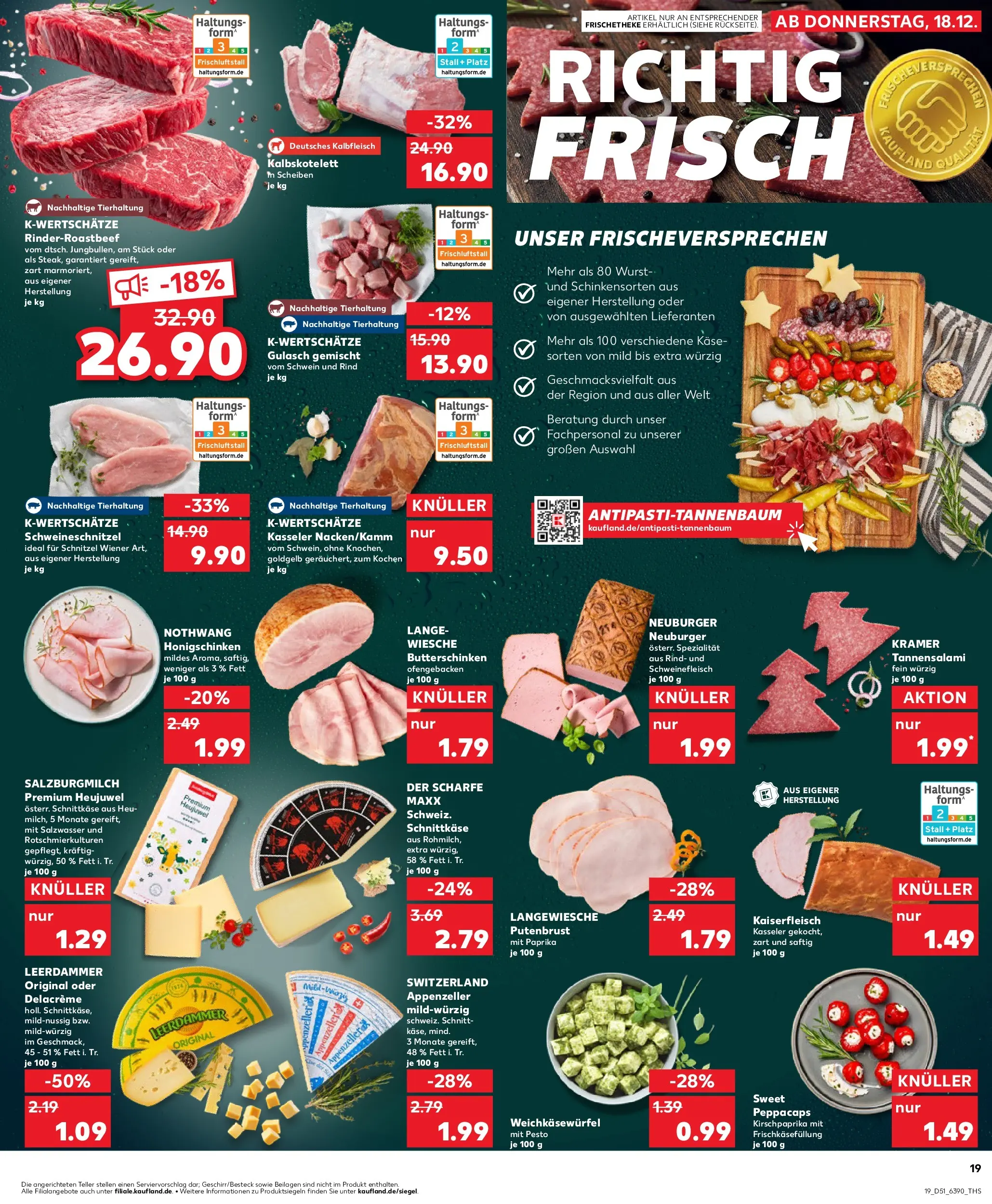 Prospekt Kaufland ab 22.12.2025 » Angebote Online zum Blättern | Seite: 19 | Produkte: Leerdammer, Gulasch, Wurst, Salami