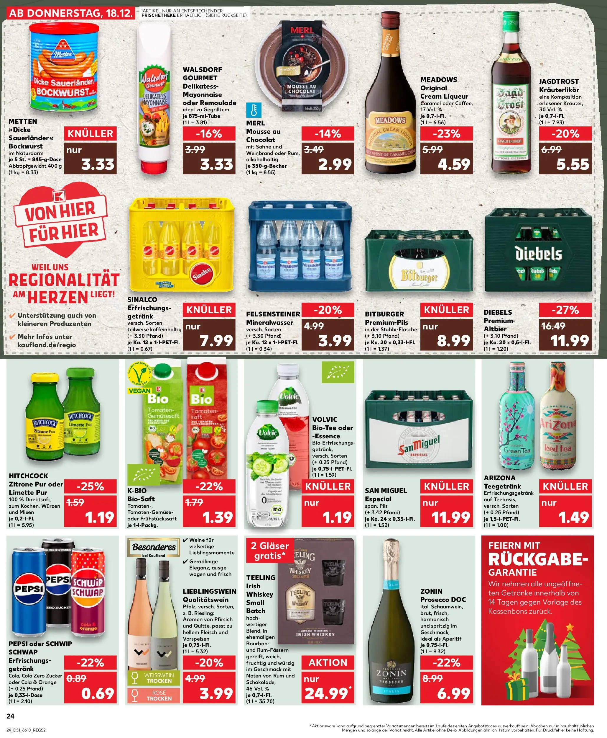 Prospekt Kaufland ab 22.12.2025 » Angebote Online zum Blättern | Seite: 24 | Produkte: Cola, Mayonnaise, Fleisch, Whiskey
