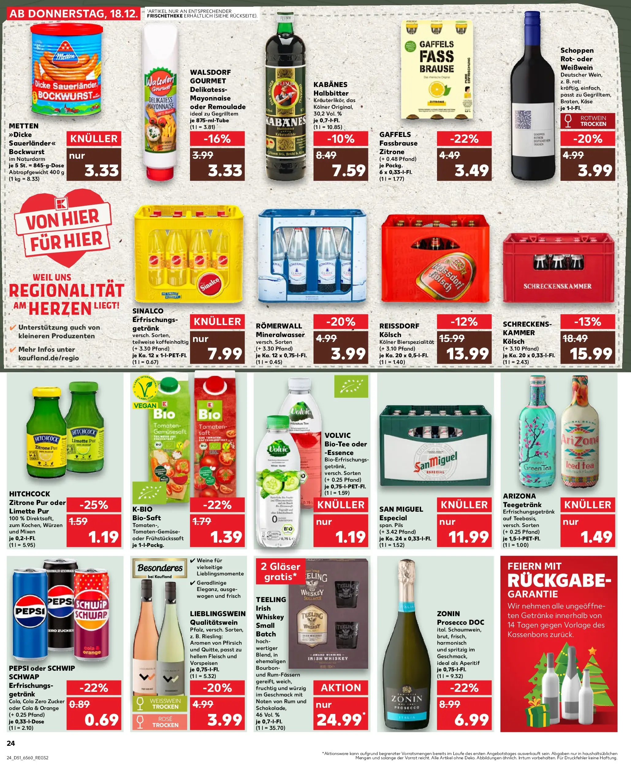 Prospekt Kaufland ab 22.12.2025 » Angebote Online zum Blättern | Seite: 24 | Produkte: Bockwurst, Schwip schwap, Bourbon, Fleisch
