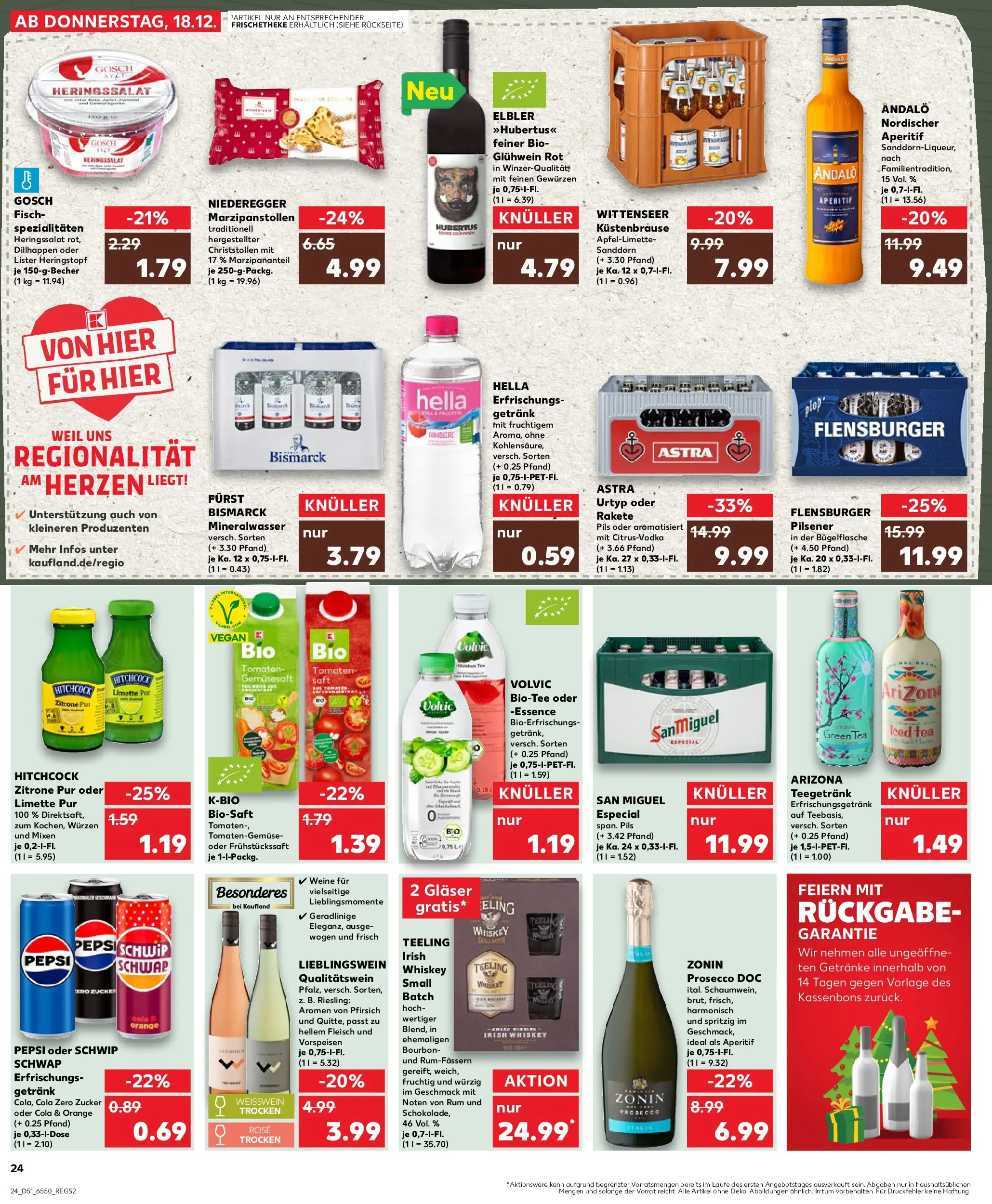 Prospekt Kaufland ab 22.12.2025 » Angebote Online zum Blättern | Seite: 24 | Produkte: Flensburger, Zucker, Bourbon, Volvic