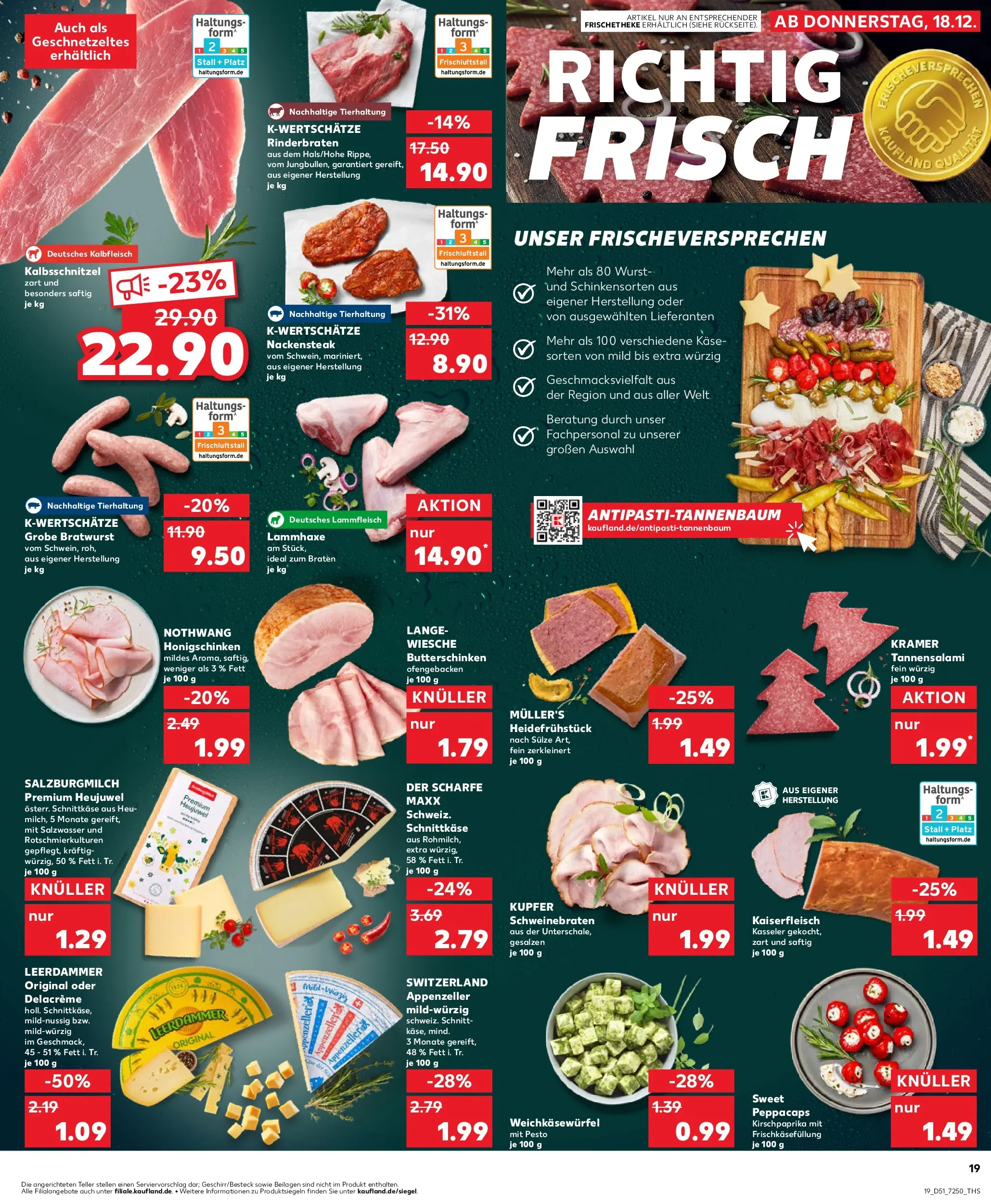 Prospekt Kaufland ab 22.12.2025 » Angebote Online zum Blättern | Seite: 19 | Produkte: Rinderbraten, Butter, Käse, Steak