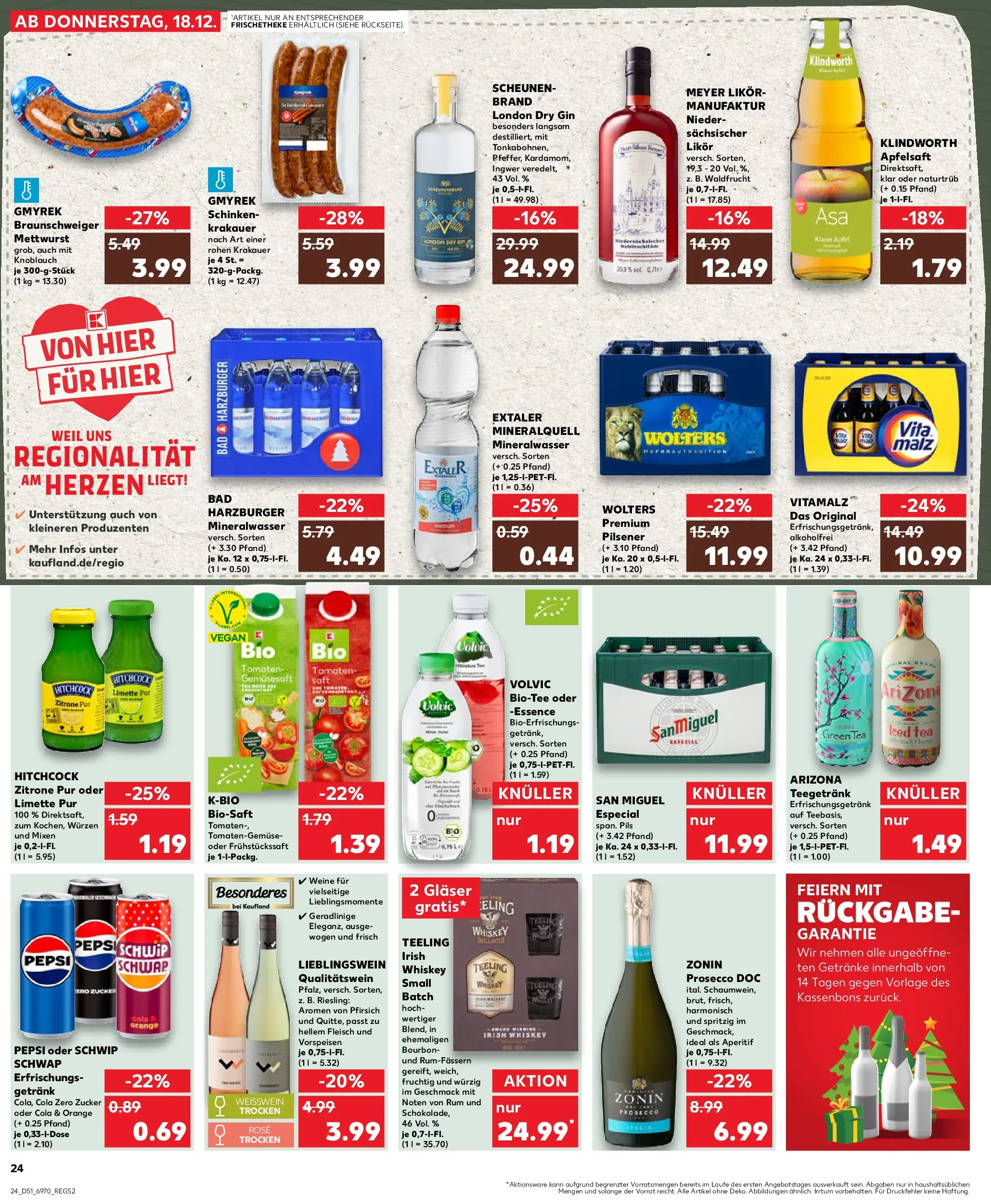 Prospekt Kaufland ab 22.12.2025 » Angebote Online zum Blättern | Seite: 24 | Produkte: Tomaten, Schwip schwap, Schinken, Whiskey