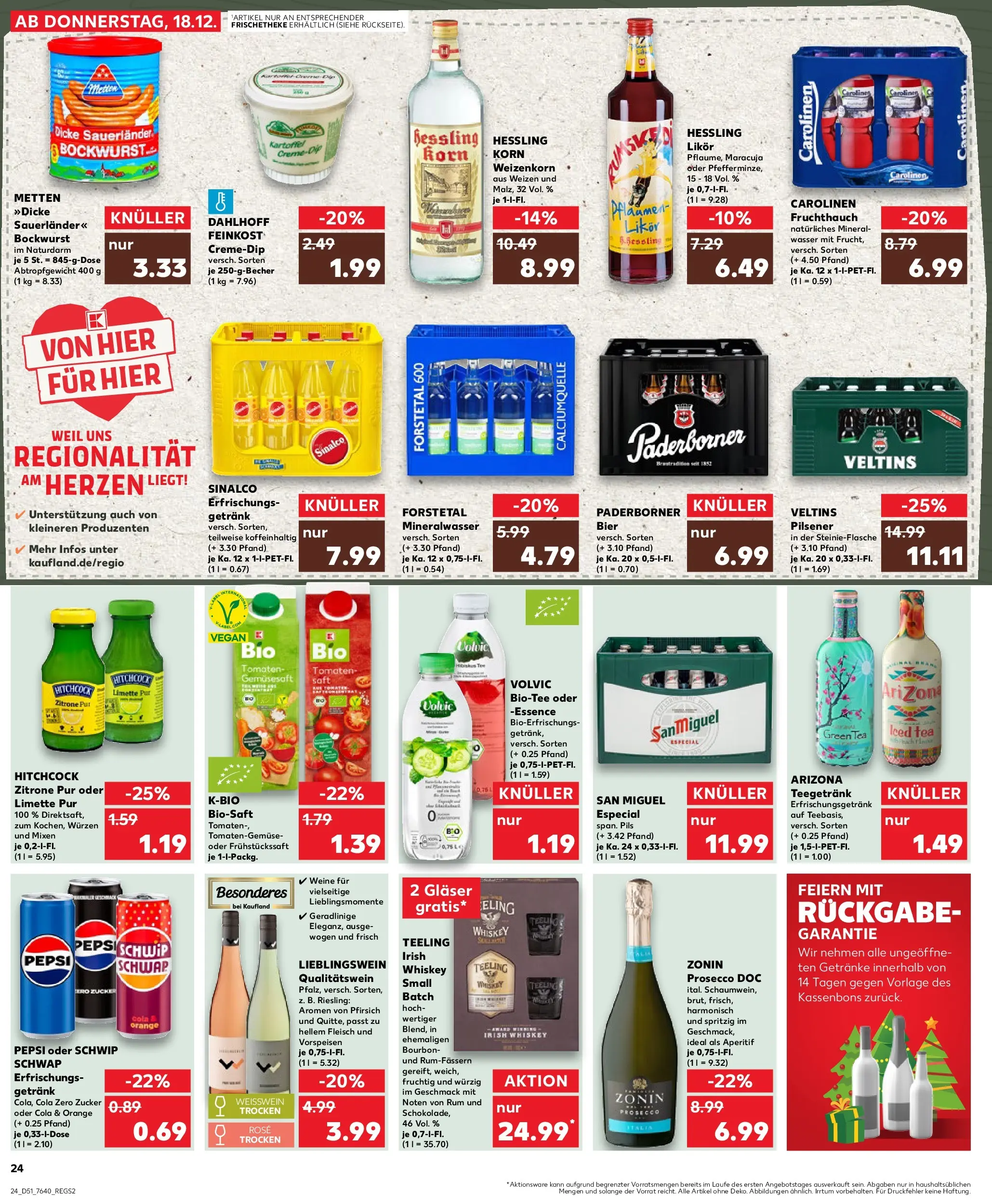 Prospekt Kaufland ab 22.12.2025 » Angebote Online zum Blättern | Seite: 24 | Produkte: Kabel, Sinalco, Dicke sauerlander bockwurst, Mineralwasser