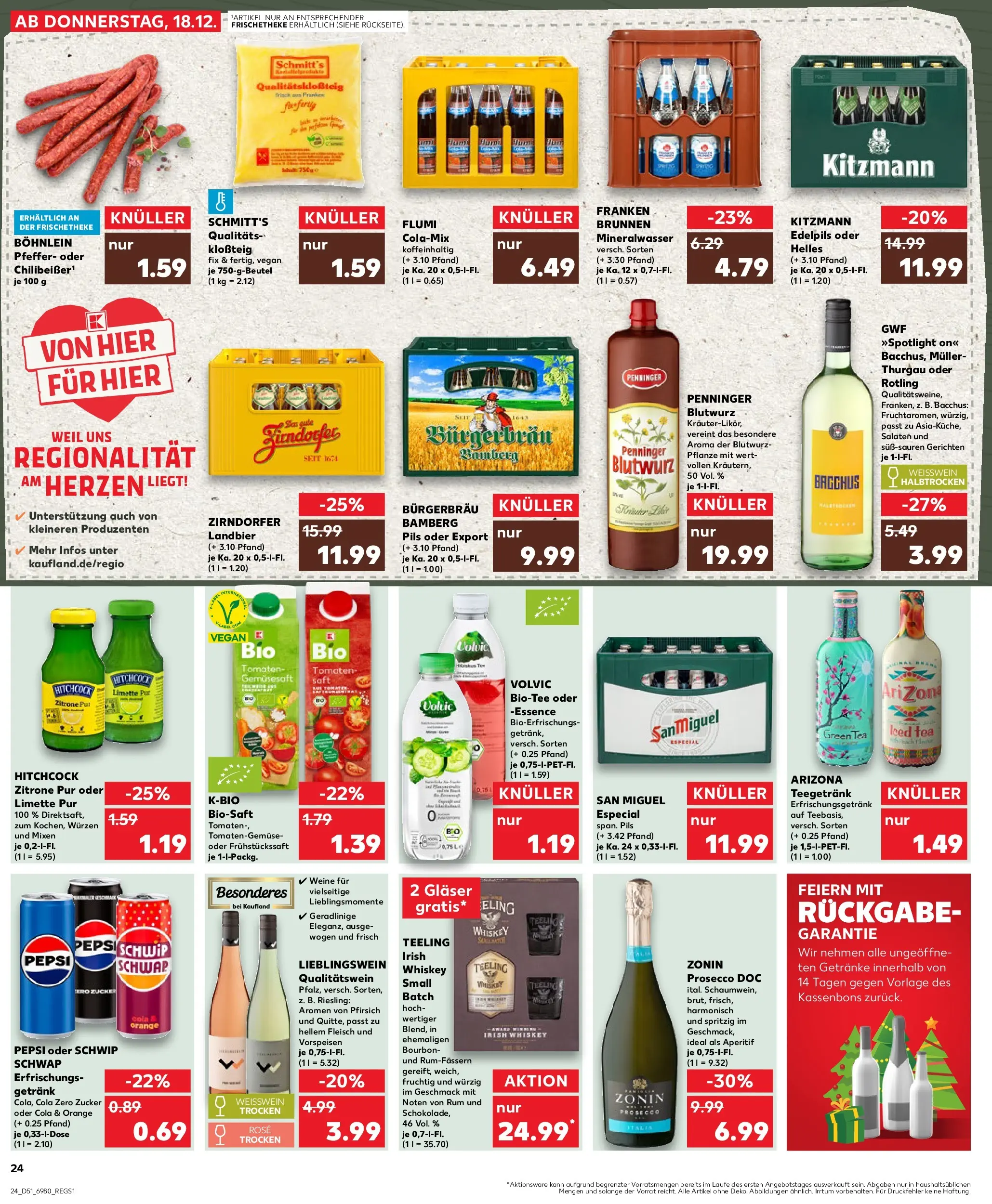Prospekt Kaufland ab 22.12.2025 » Angebote Online zum Blättern | Seite: 24 | Produkte: Weißwein, Pils, Mineralwasser, Pfirsich