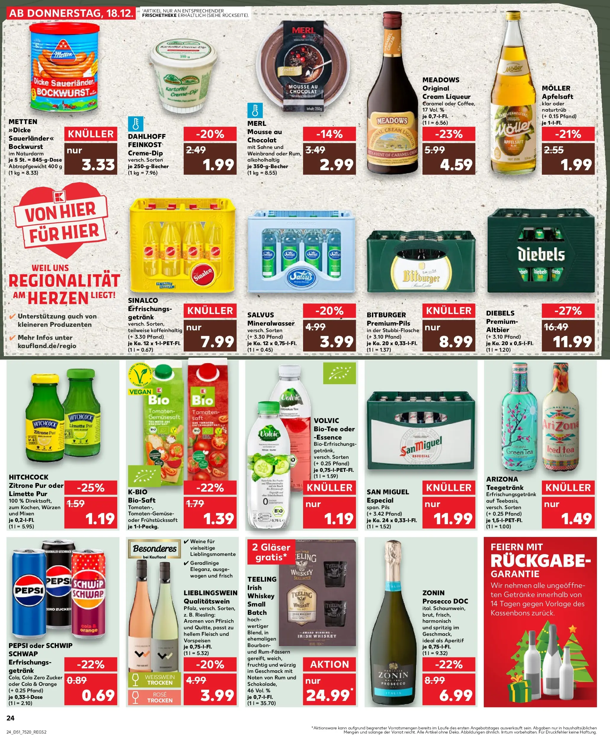 Prospekt Kaufland ab 22.12.2025 » Angebote Online zum Blättern | Seite: 24 | Produkte: Sinalco, Cola, Tee, Bourbon