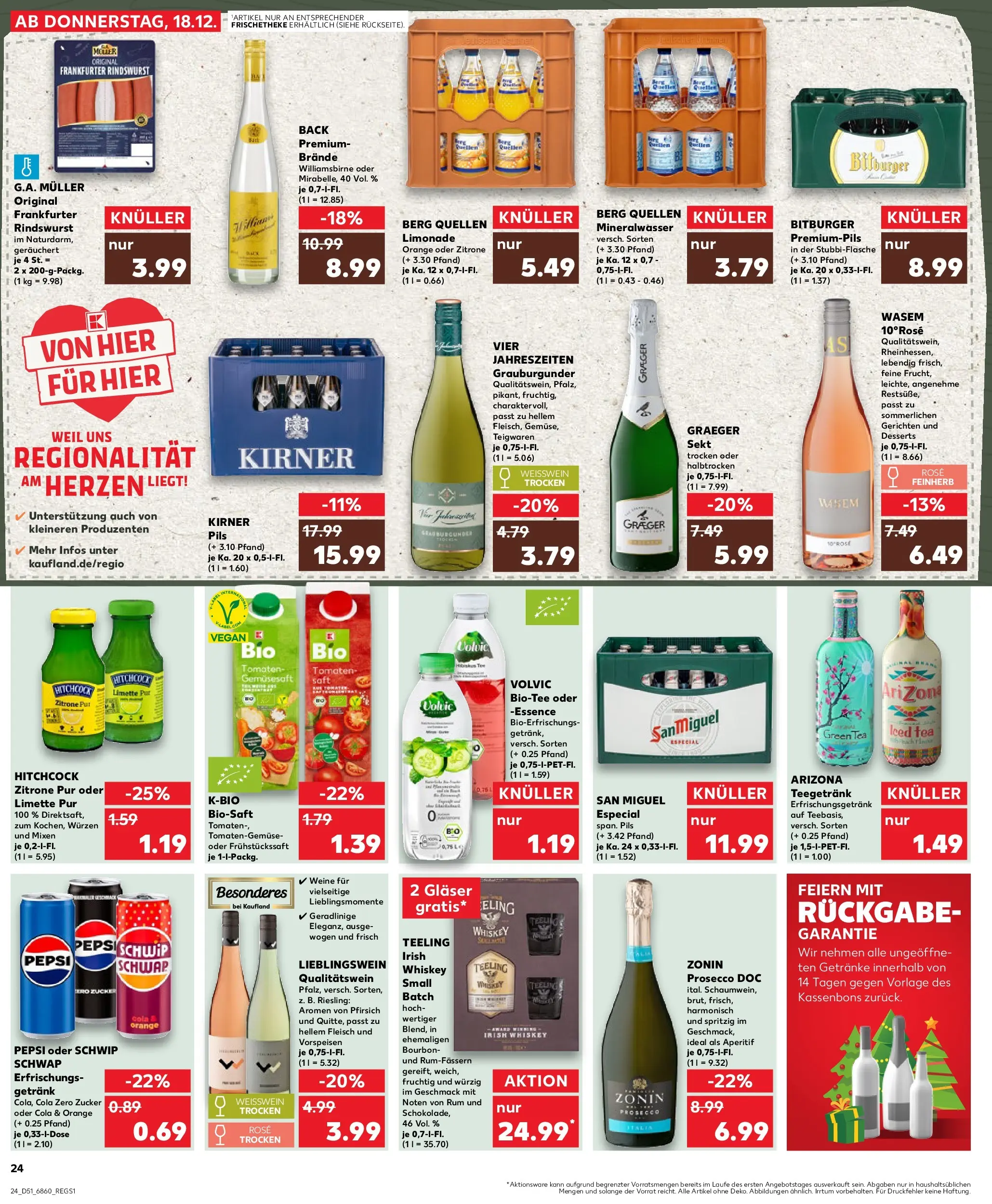 Prospekt Kaufland ab 22.12.2025 » Angebote Online zum Blättern | Seite: 24 | Produkte: Weißwein, Pils, Mineralwasser, Fleisch