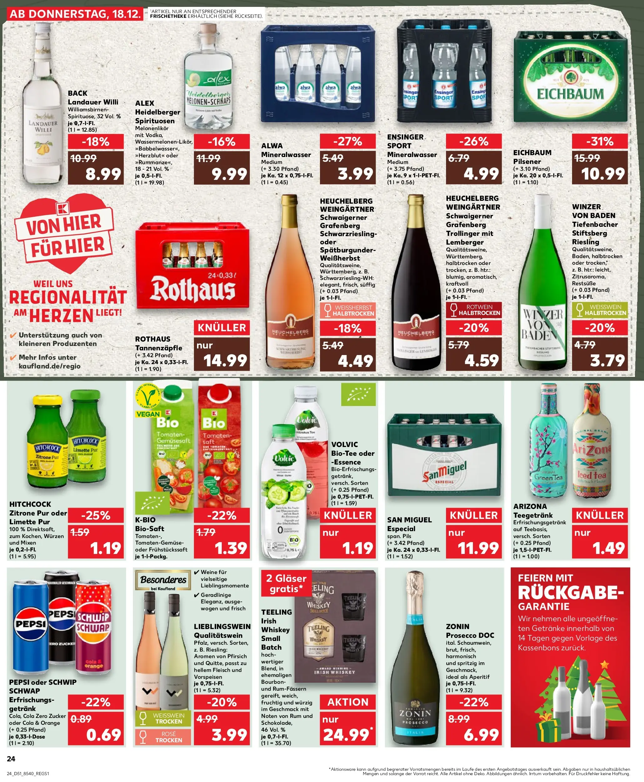 Prospekt Kaufland ab 22.12.2025 » Angebote Online zum Blättern | Seite: 24 | Produkte: Weißwein halbtrocken, Schwip schwap, Zucker, Pfirsich