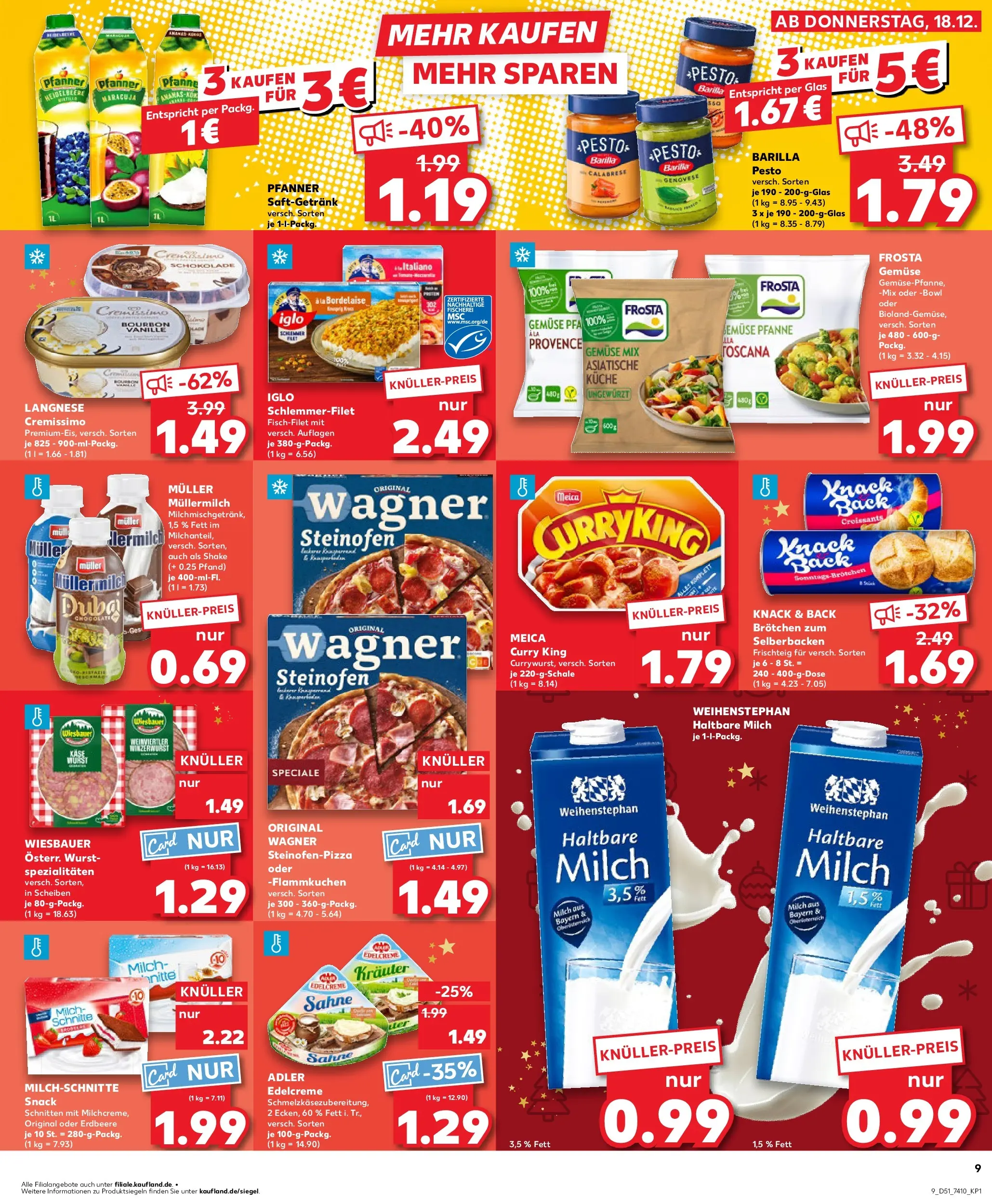 Prospekt Kaufland ab 22.12.2025 » Angebote Online zum Blättern | Seite: 9 | Produkte: Cremissimo, Haltbare milch, Müllermilch, Sahne