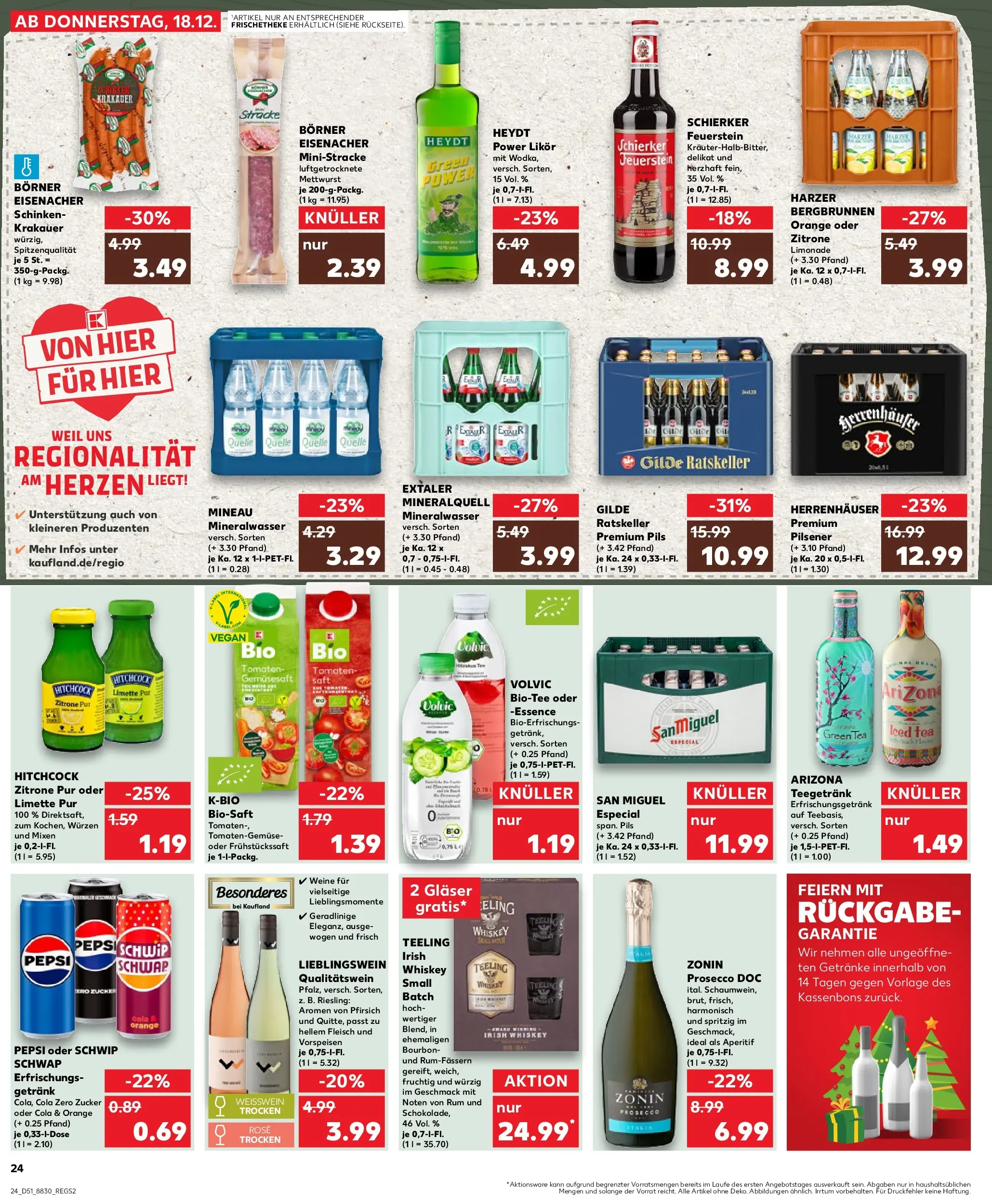 Prospekt Kaufland ab 22.12.2025 » Angebote Online zum Blättern | Seite: 24 | Produkte: Rum, Mineralwasser, Bourbon, Volvic