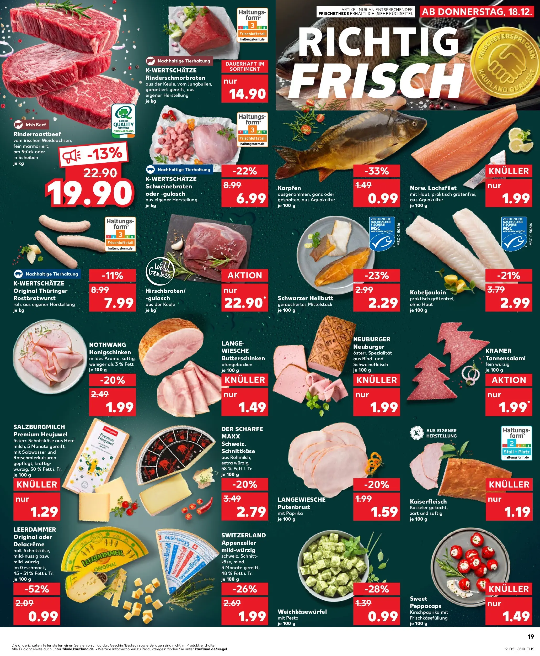 Prospekt Kaufland ab 22.12.2025 » Angebote Online zum Blättern | Seite: 19 | Produkte: Leerdammer, Paprika, Gulasch, Schweinefleisch