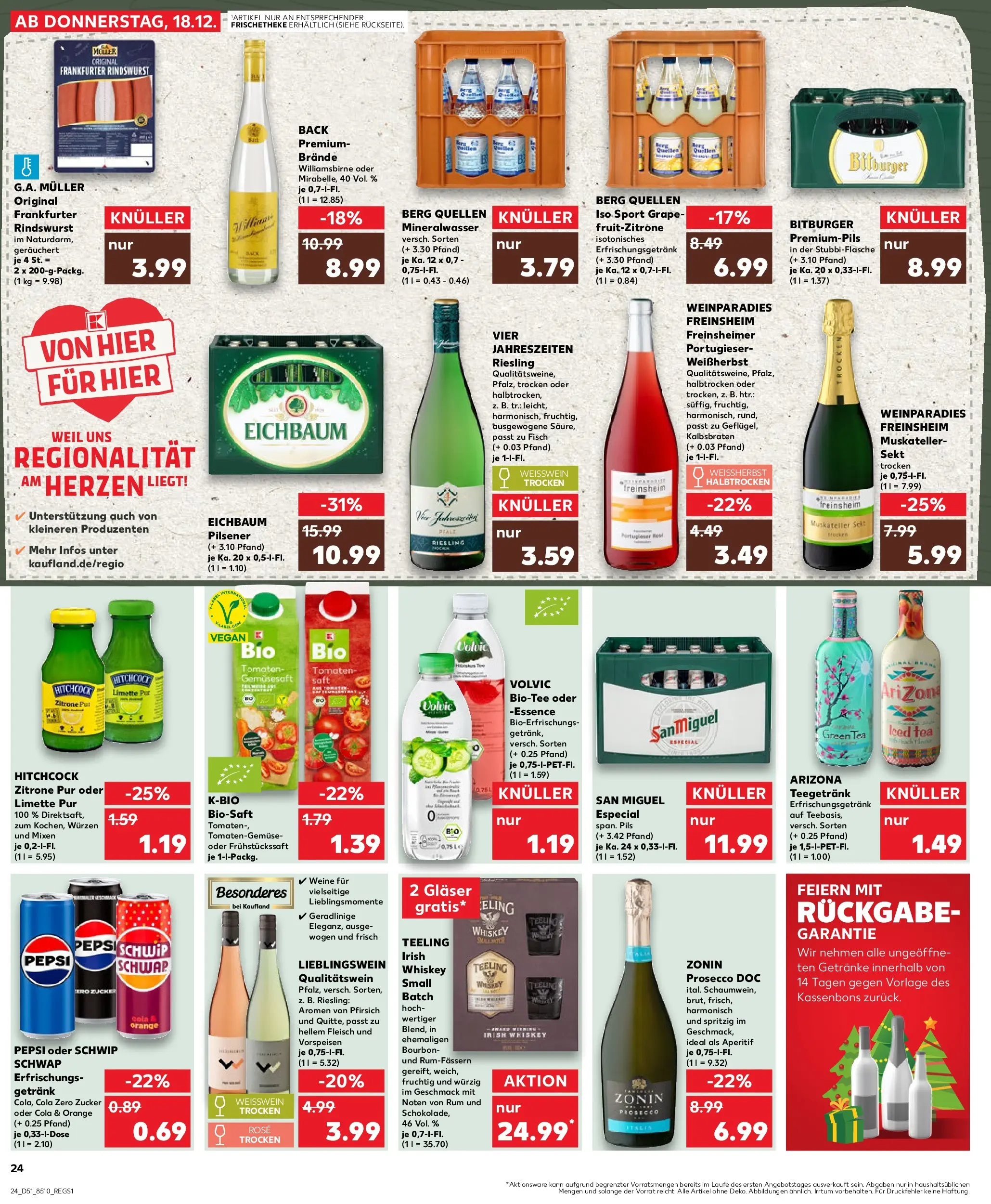Prospekt Kaufland ab 22.12.2025 » Angebote Online zum Blättern | Seite: 24 | Produkte: Weißwein trocken, Mineralwasser, Prosecco, Zucker