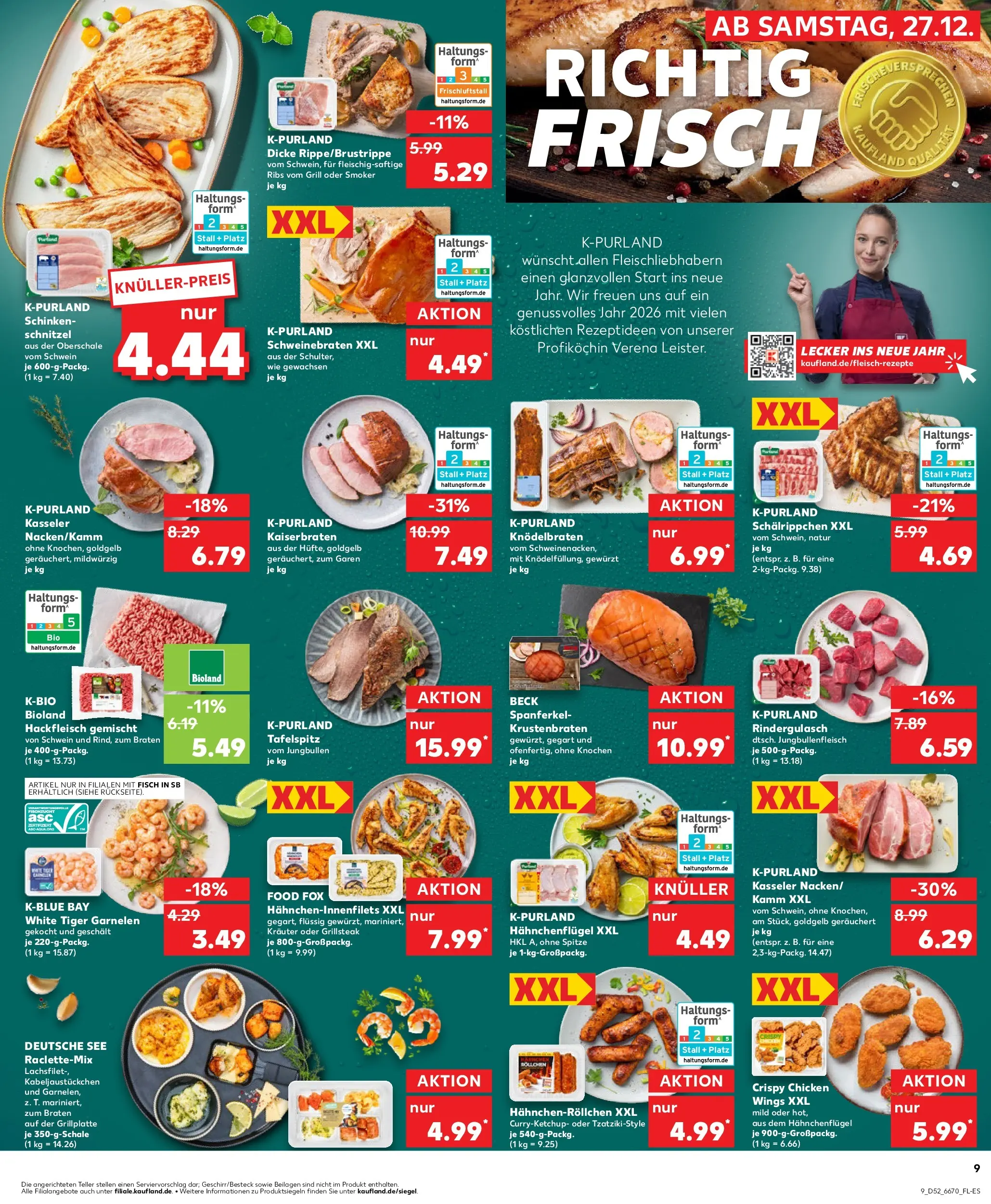 Prospekt Kaufland ab 26.12.2025 » Angebote Online zum Blättern | Seite: 9 | Produkte: Tafelspitz, Rindergulasch, Garnelen, Fisch
