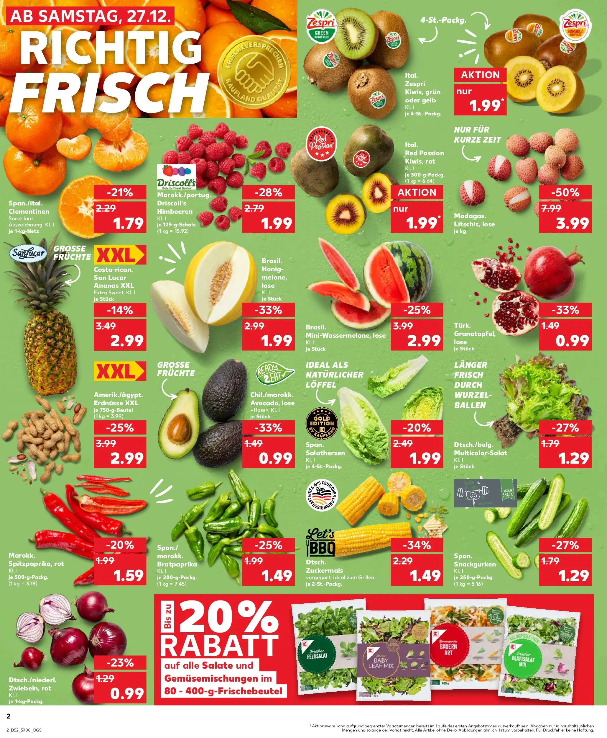 Prospekt Kaufland ab 26.12.2025 » Angebote Online zum Blättern | Seite: 2 | Produkte: Himbeeren, Erdnüsse, Ananas, Kiwi