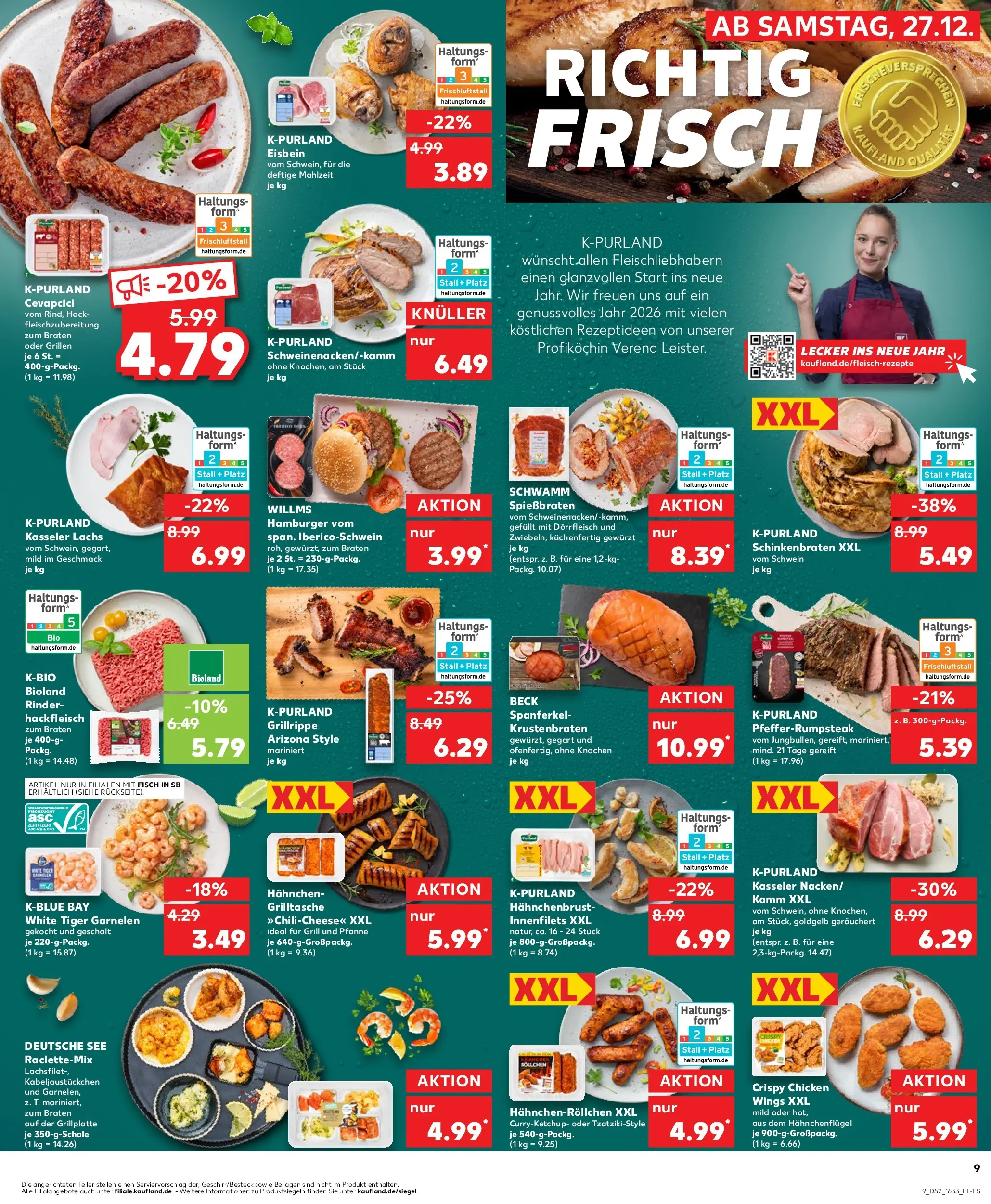 Prospekt Kaufland ab 26.12.2025 » Angebote Online zum Blättern | Seite: 9 | Produkte: Grill, Hahnchen, Krustenbraten, Tiger garnelen