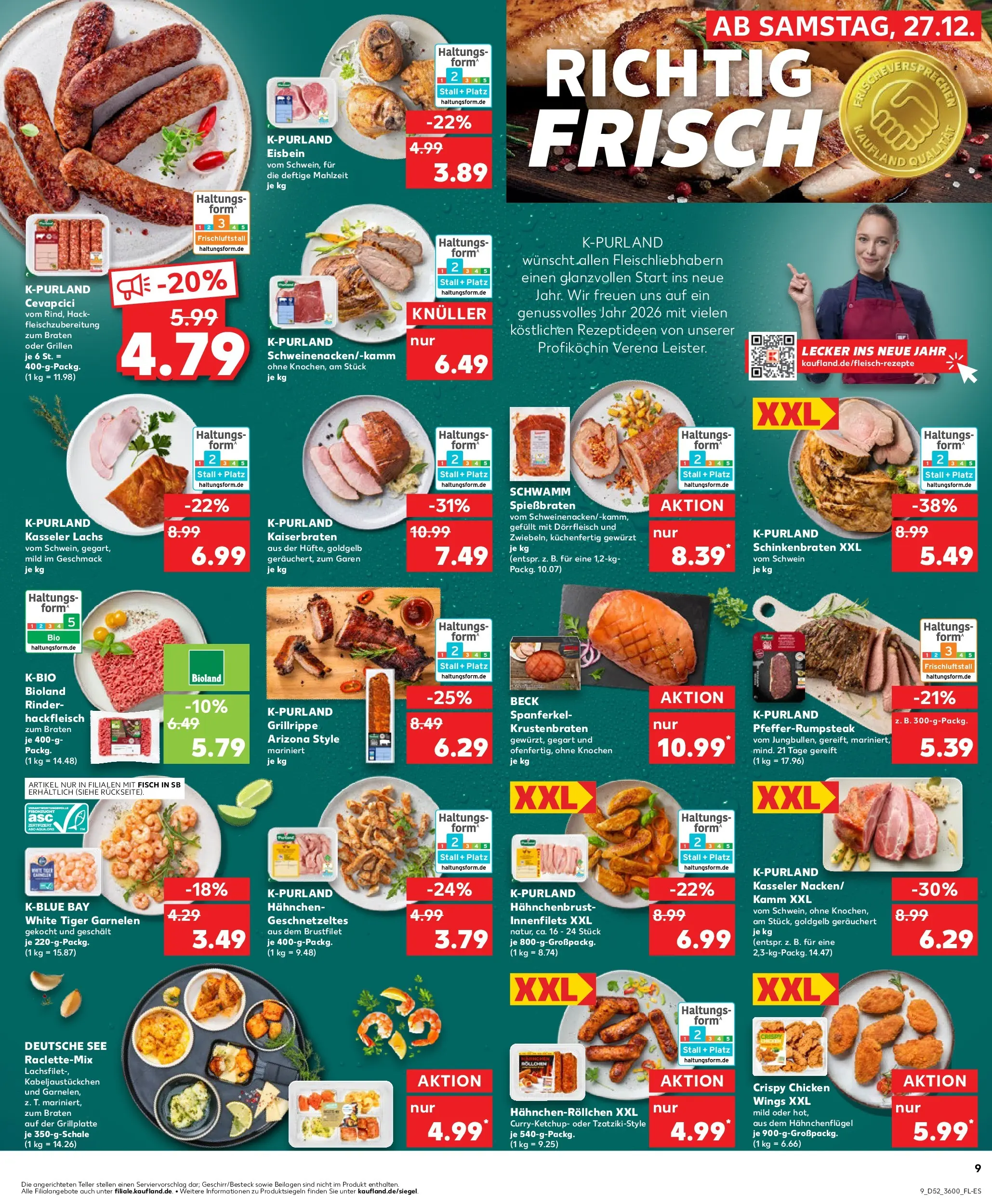 Prospekt Kaufland ab 26.12.2025 » Angebote Online zum Blättern | Seite: 9 | Produkte: Hahnchen, Krustenbraten, Steak, Hahnchenbrust