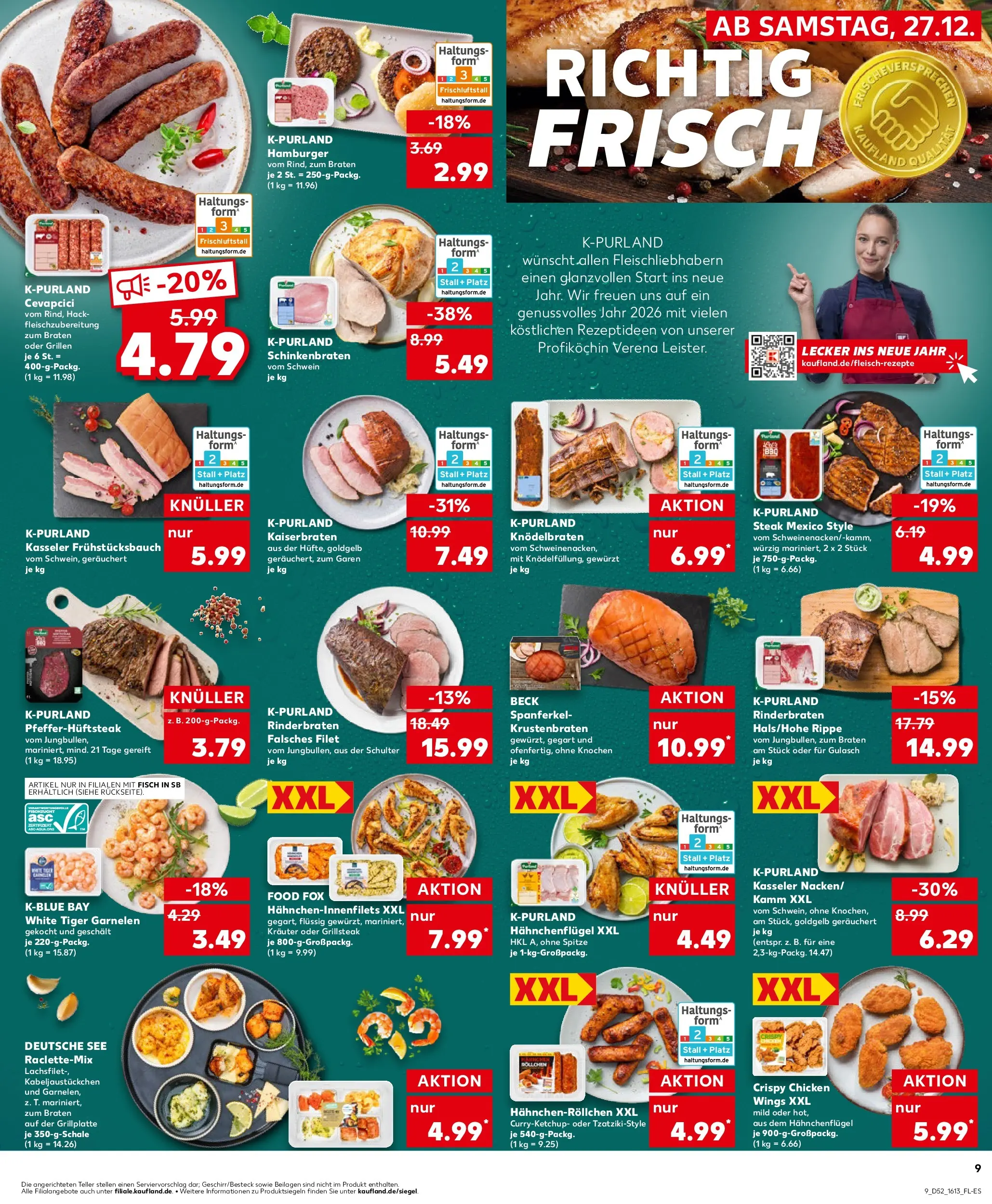 Prospekt Kaufland ab 27.12.2025 » Angebote Online zum Blättern | Seite: 9 | Produkte: Rinderbraten, Fisch, Gulasch, Steak
