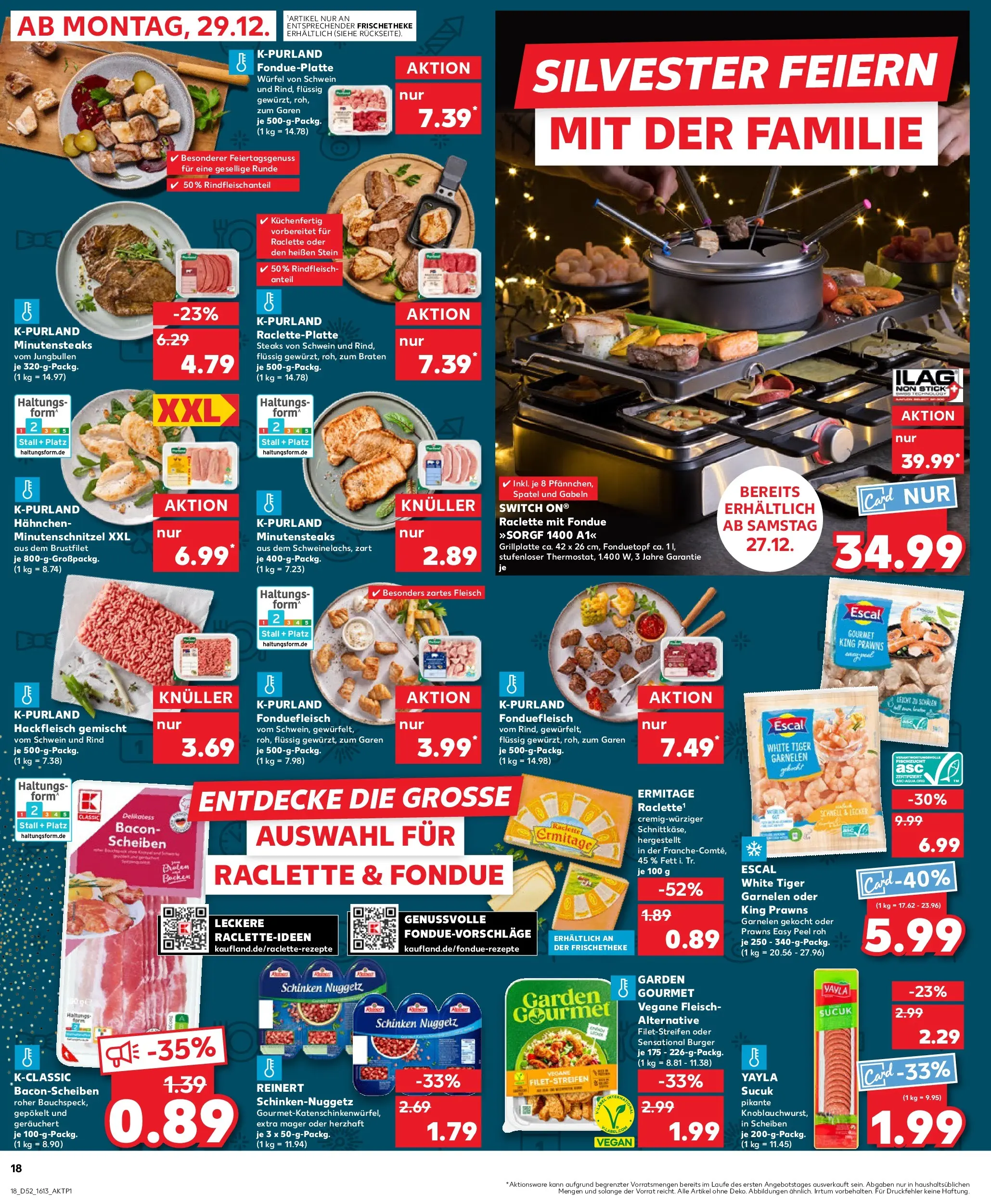 Prospekt Kaufland ab 27.12.2025 » Angebote Online zum Blättern | Seite: 18 | Produkte: Hahnchen, Burger, Rindfleisch, Fondue