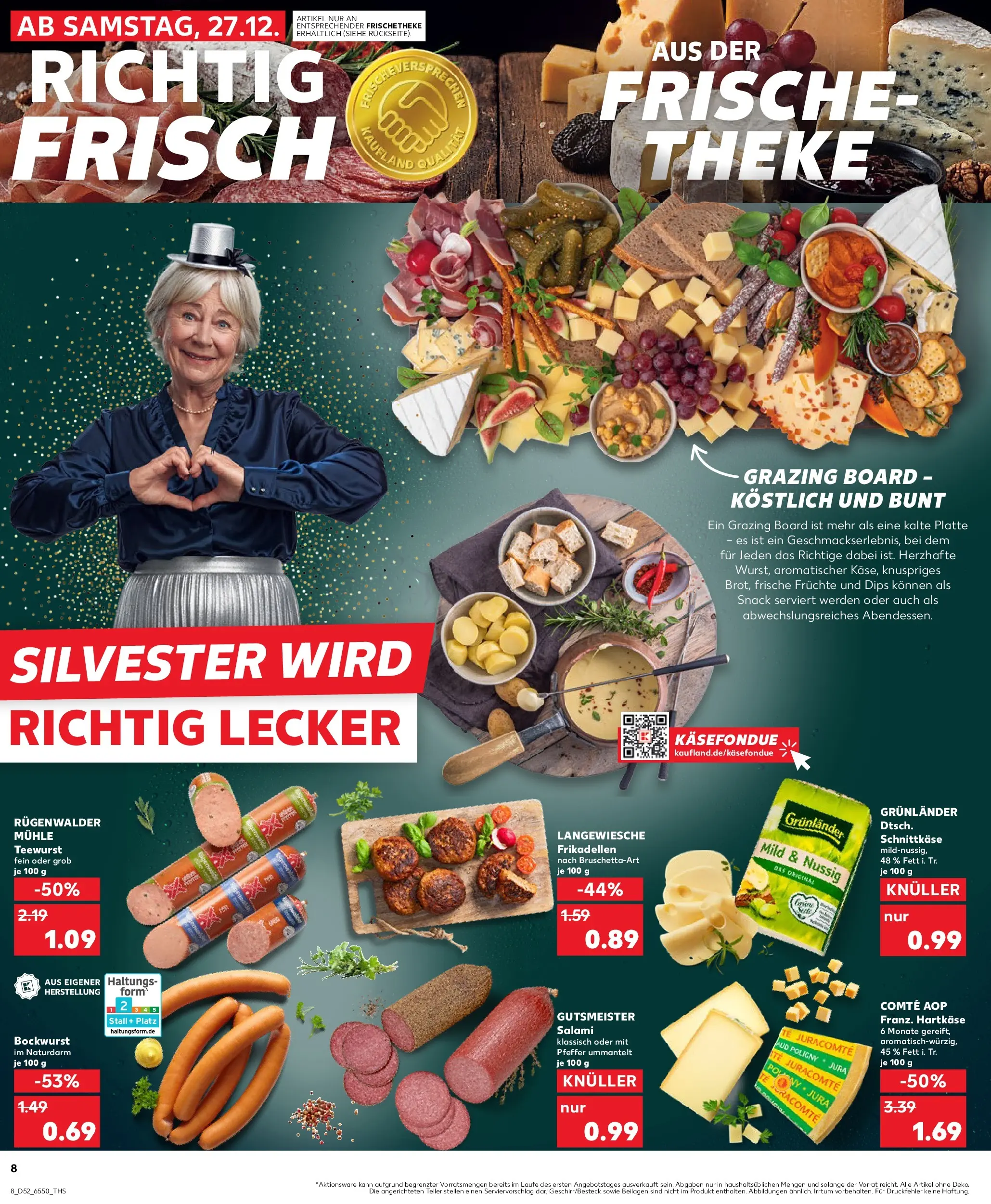 Prospekt Kaufland ab 27.12.2025 » Angebote Online zum Blättern | Seite: 8 | Produkte: Bockwurst, Theke, Grunlander, Pfeffer